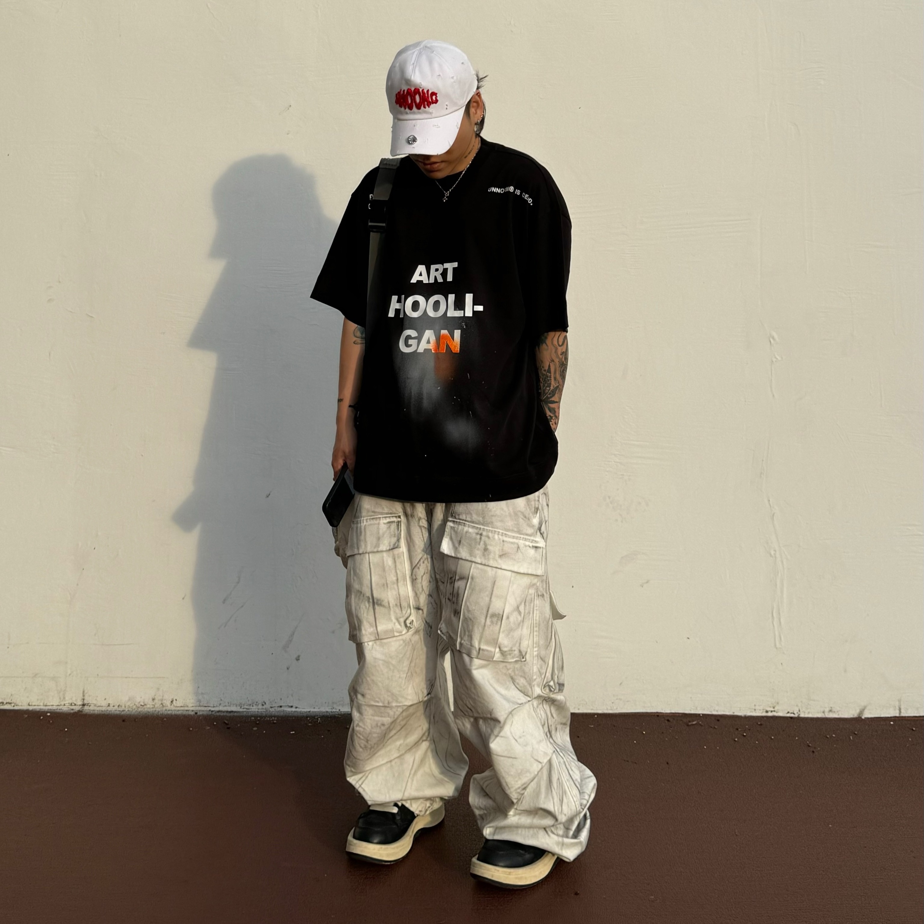 Converse x Drkshdw Turbowpn Black Cream, Nos Couleurs 01 Cargo Pants Dirty Washing 착용 스타일 - 3