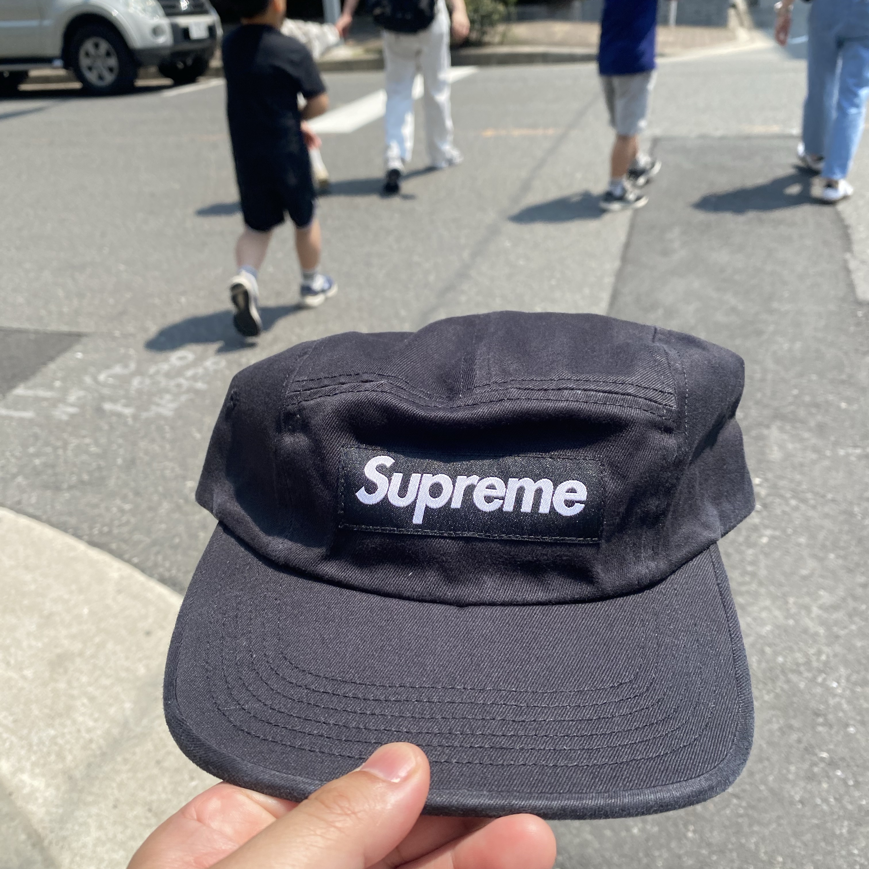 Supreme Washed Chino Twill Camp Cap Black - 24SS 착용 스타일 - 1