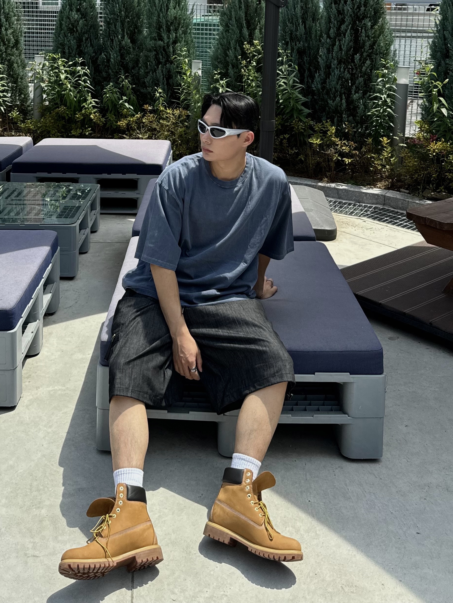 Timberland Premium 6 inch Waterproof Boot Wheat Nubuck - Wide, Human Made Carabiner 70mm Silver 착용 스타일 - 3