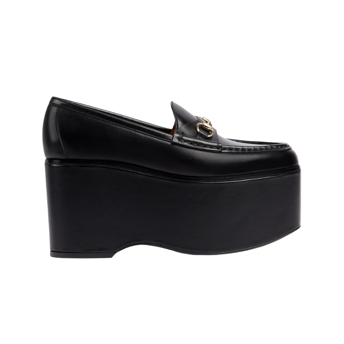 (W) Gucci Horsebit Platform Loafer Black Leather 상세 이미지 1