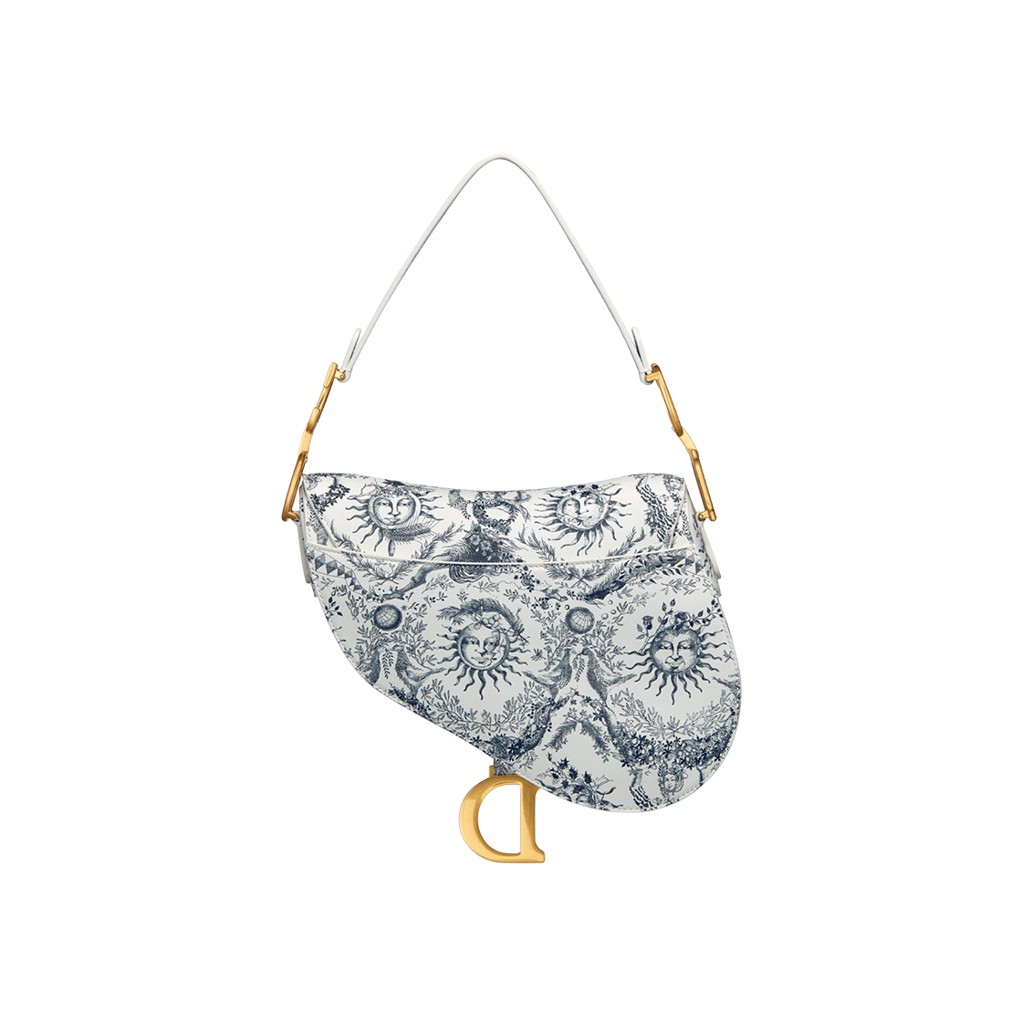 Dior Saddle Bag With Strap White Navy Blue Soleil Printed 상세 이미지 3