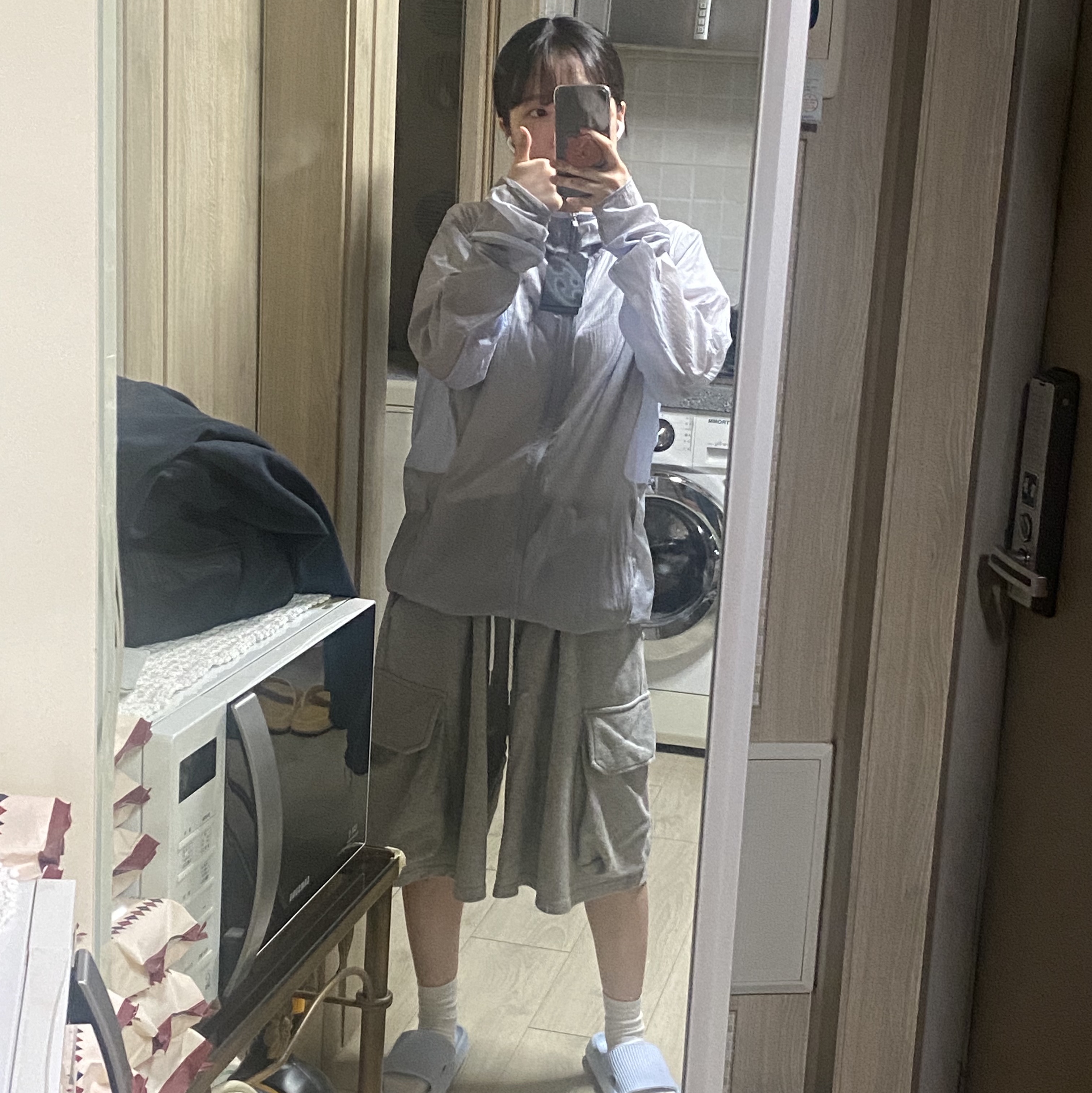 Sansan Gear Air Dash Jacket Light Grey - 24SS 착용 스타일 - 2