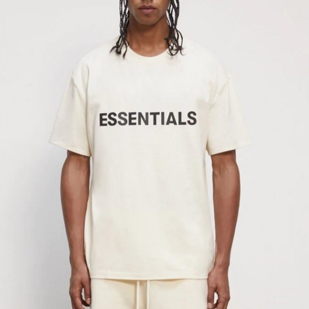 Essentials 3D Silicon Applique Boxy T-Shirt Buttercream 2020 착용 스타일 - 3