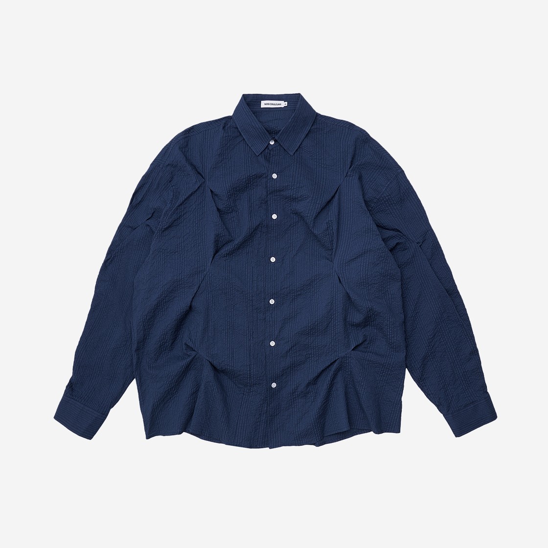 Nos Couleurs Seersucker Bite Shirts Navy 상세 이미지 1