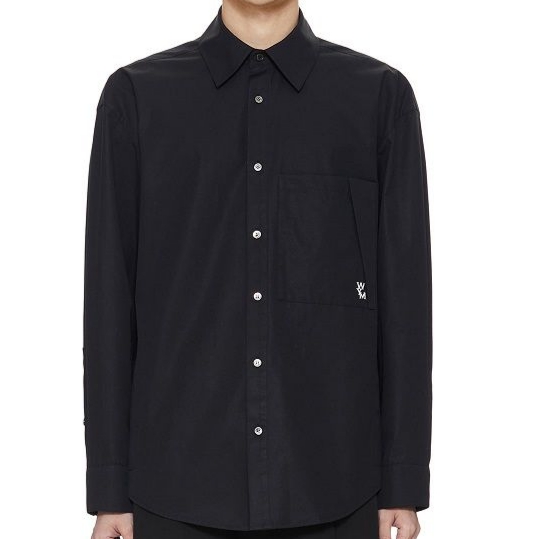 Wooyoungmi Cotton Back Logo Shirt Black - 22FW 착용 스타일 - 3