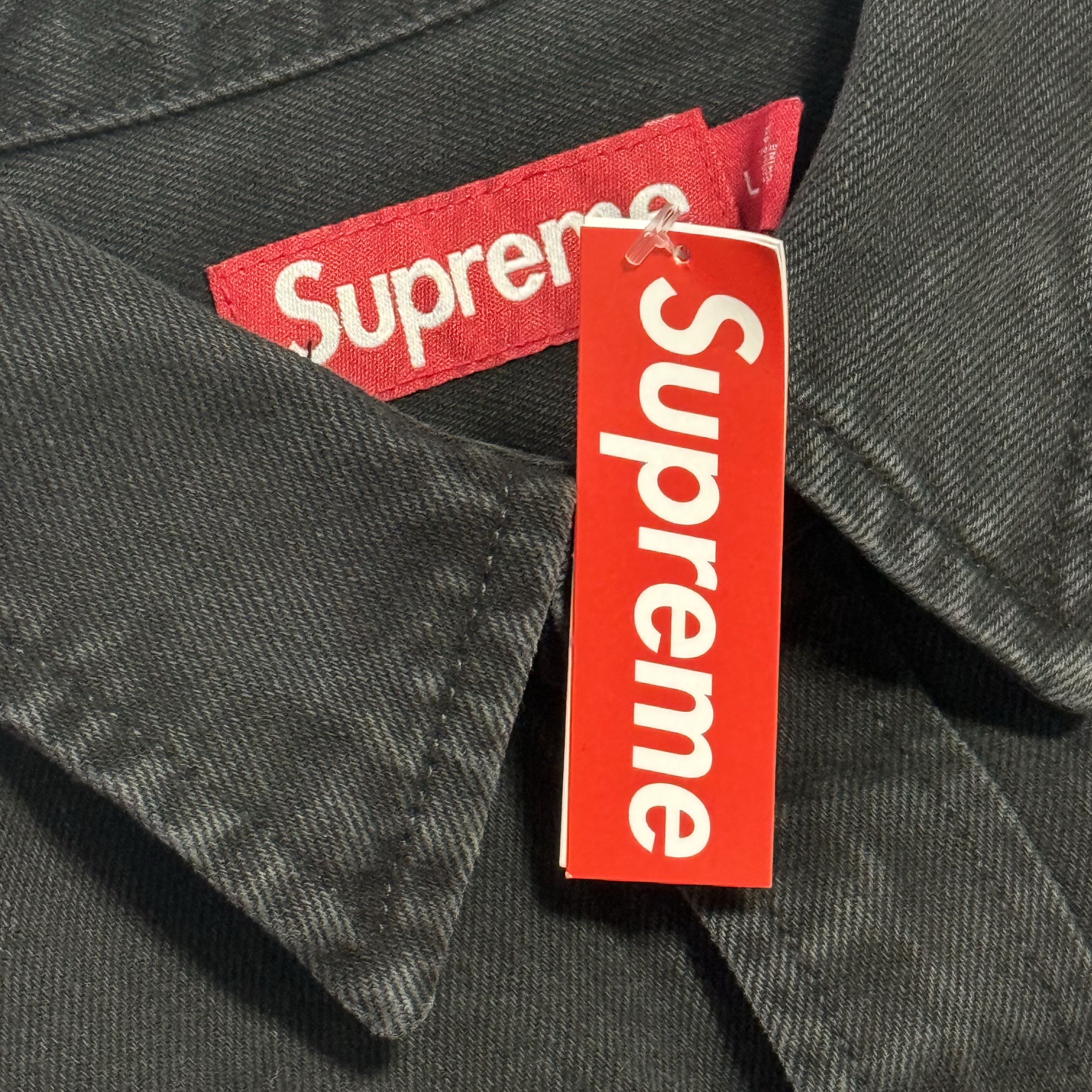 Supreme Loose Fit S/S Denim Painter Shirt Black - 24SS 착용 스타일 - 1