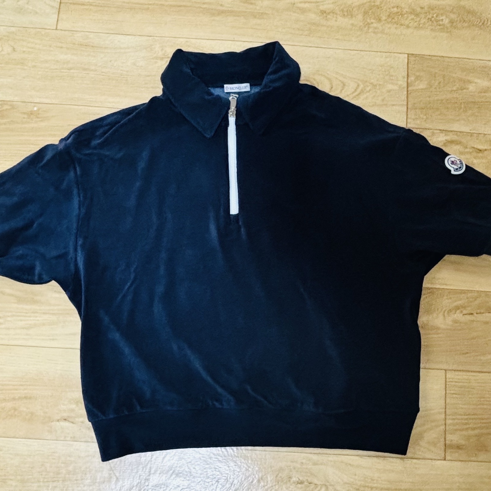(W) Moncler Terrycloth Polo Shirt Navy Blue - 23SS 착용 스타일