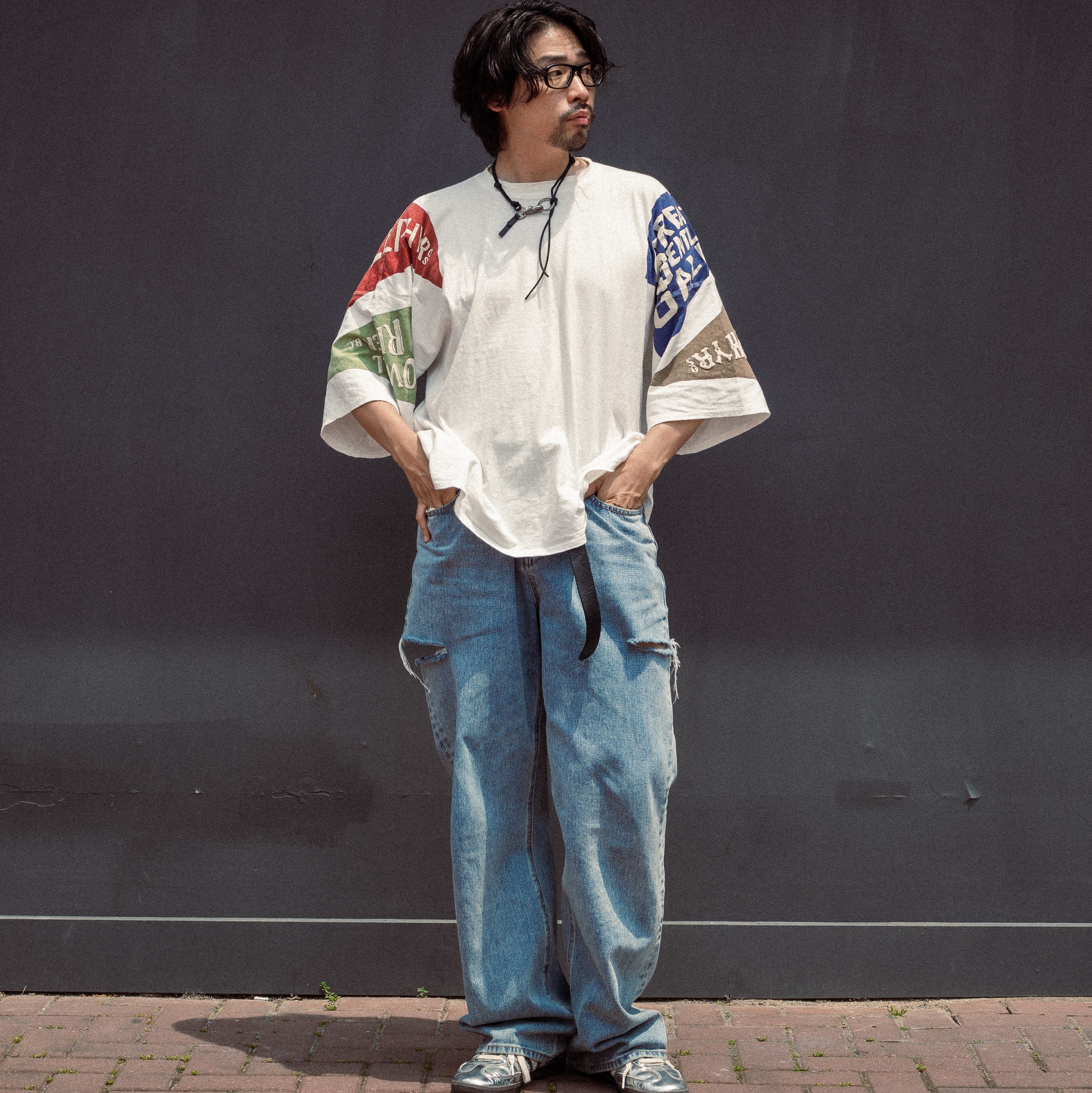 Adidas x Wales Bonner Samba Silver Metallic, Kapital 18.5 Jersey Bandana Huge T-Shirt Peckish Rainbowy Sand Beige 착용 스타일
