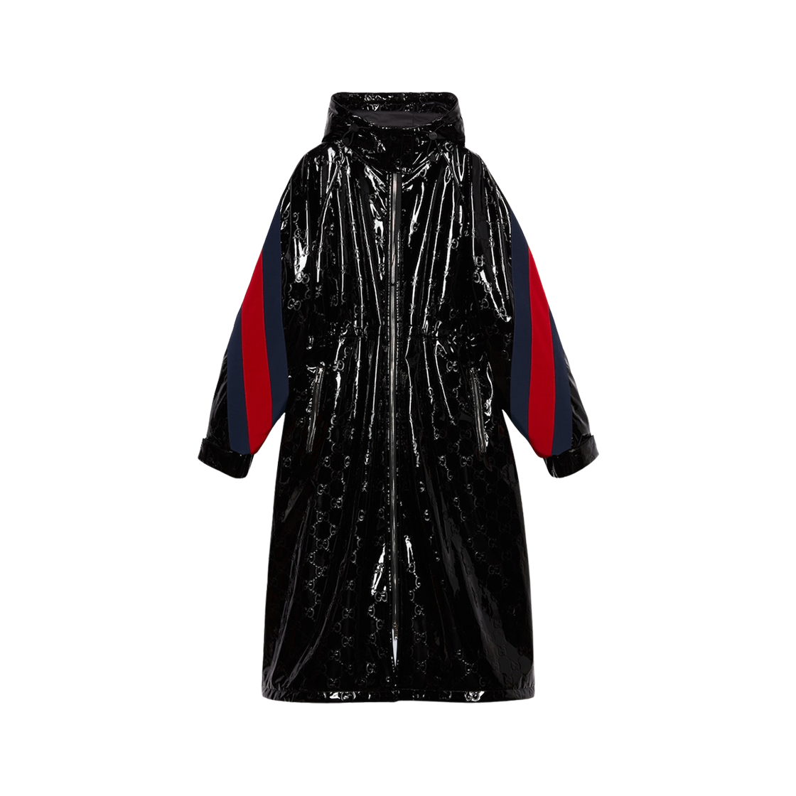 (W) Gucci GG Lacquer Fabric Coat with Web Black 상세 이미지 1