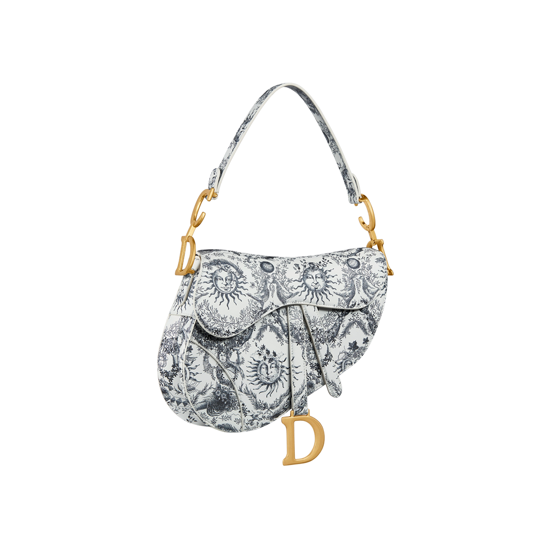 Dior Saddle Bag With Strap White Navy Blue Soleil Printed 상세 이미지 2