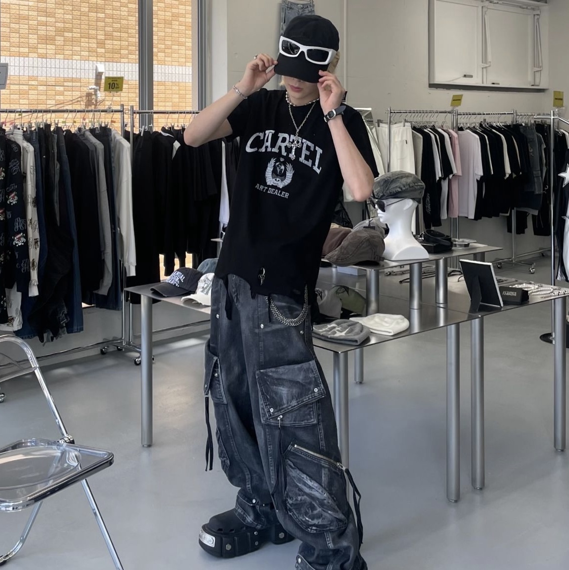 Sundayoffclub Cartel Shoulder Padded Heavy Terry Hoodie Black, Balenciaga x Crocs Hardcrocs Slide Black 착용 스타일