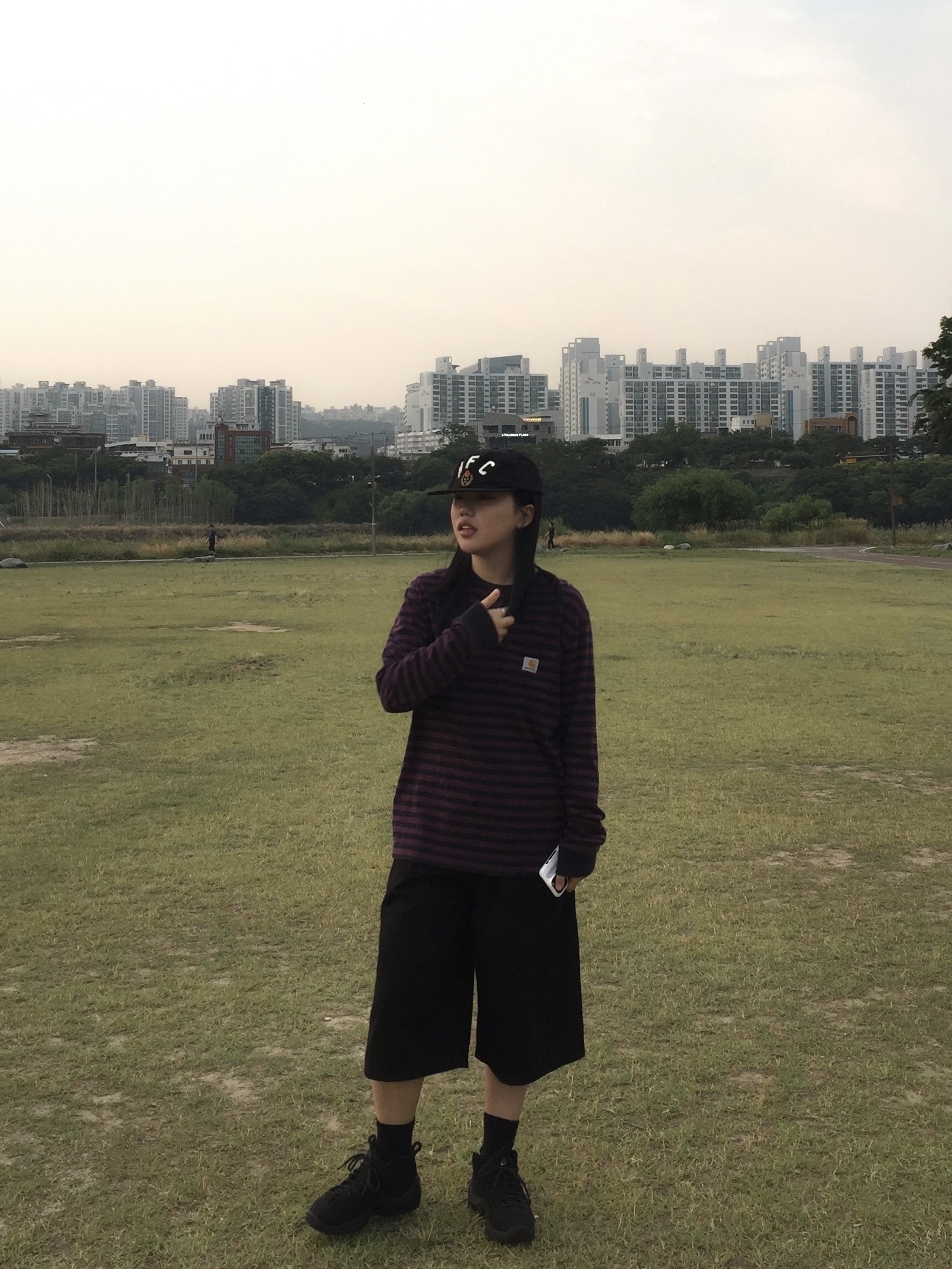 Nike x Stussy Air Penny II Black, Carhartt WIP Chase Long Sleeve T-Shirt Amarone 착용 스타일 - 1