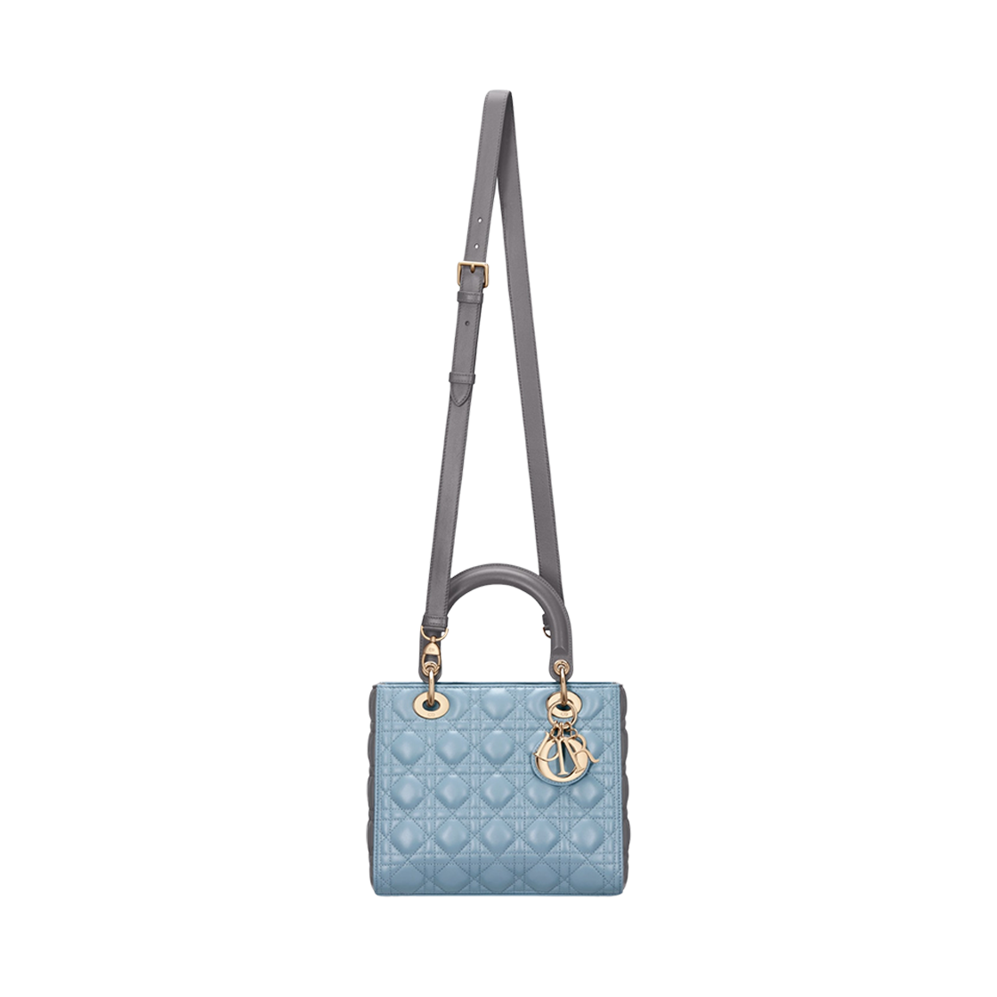 Dior Medium Lady Bag Two Tone Sky Blue Steel Gray 상세 이미지 4