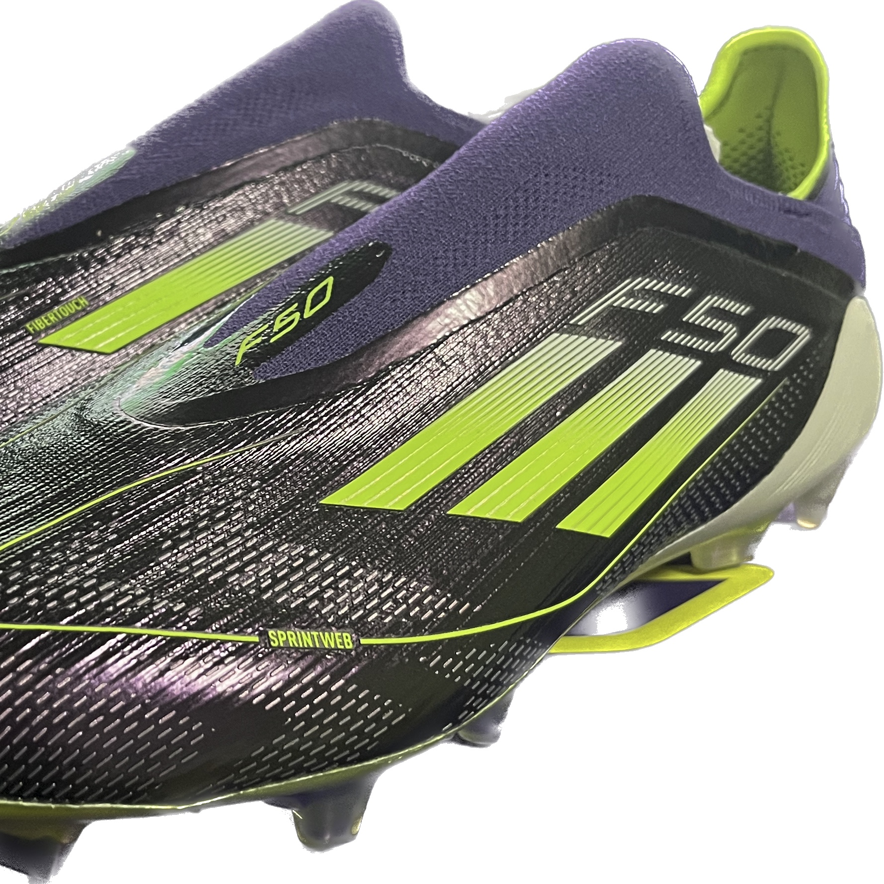 Adidas F50 Elite Laceless Fast Reborn FG Purple Lucid Lemon 착용 스타일 - 4
