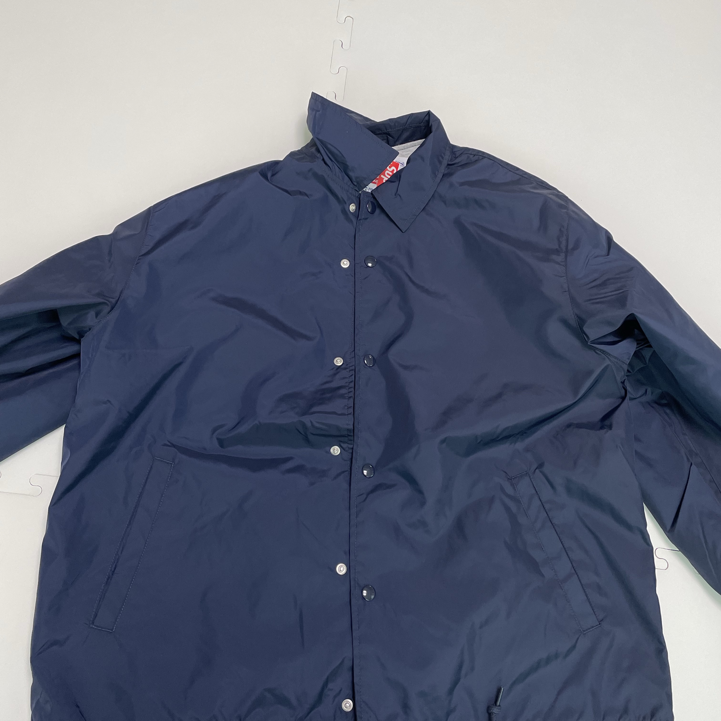 Supreme x Champion Coaches Jacket Navy - 24SS 착용 스타일 - 2