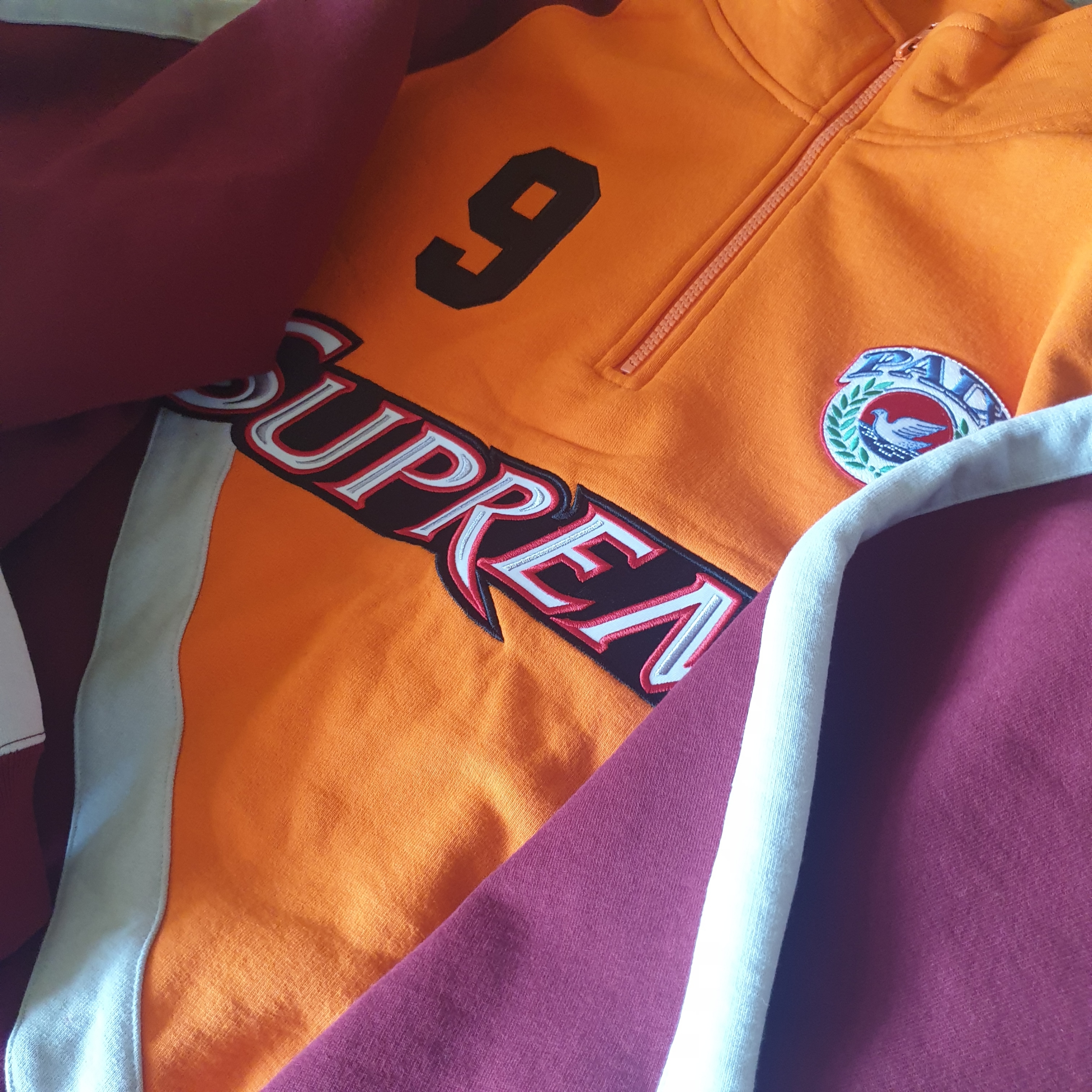 Supreme Equipe Half Zip Sweatshirt Dark Orange - 24SS 착용 스타일 - 1