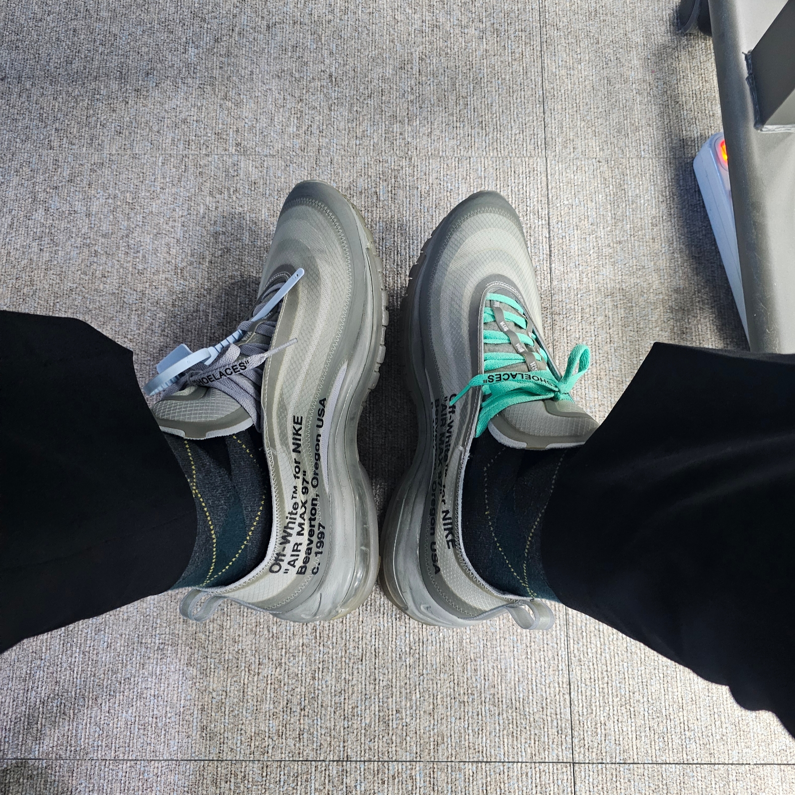 Nike x Off-White Air Max 97 Menta 착용 스타일