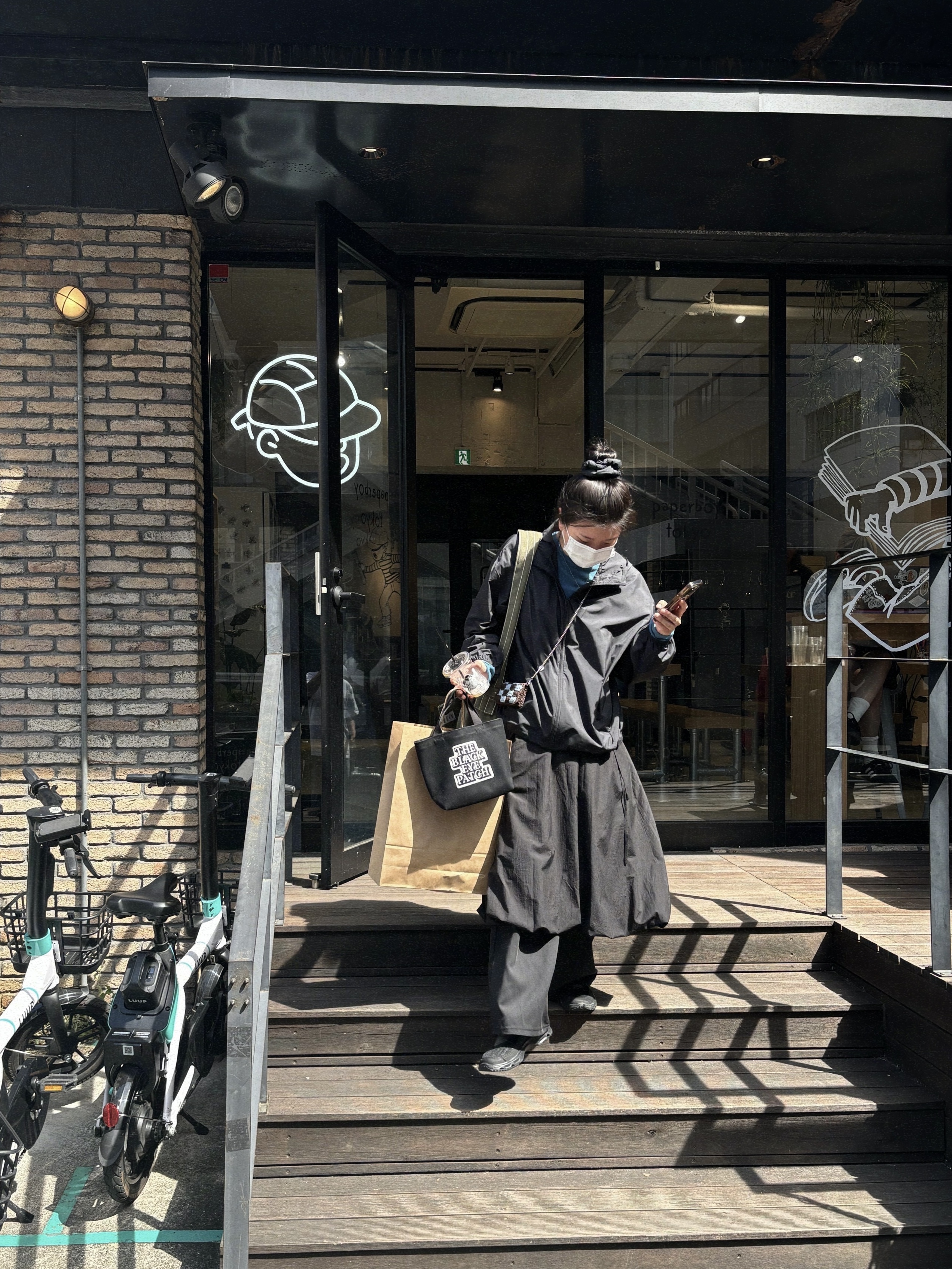 Salomon RX Marie Jeanne Black, Human Made Mail Bag Olive Drab 착용 스타일 - 4