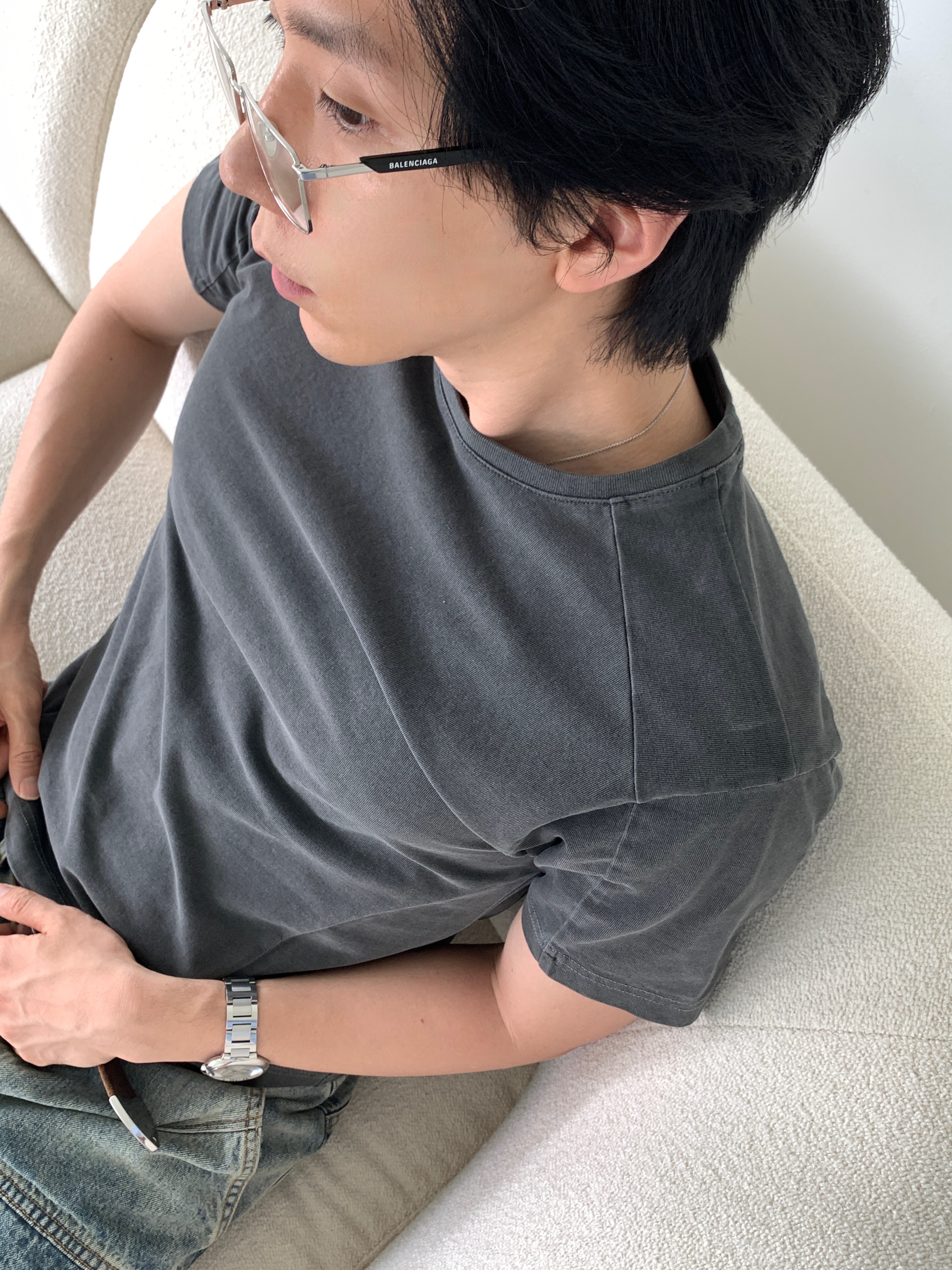 Entire Studios Heavy Denim Cargo Surface Wave, Our Legacy Double Tongue Belt Mahogany 착용 스타일 - 3