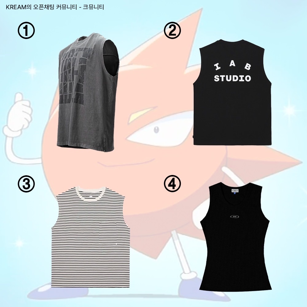 HDEX Breaking Pigment Sleeveless Charcoal, IAB Studio Sleeveless Black 착용 스타일 - 2