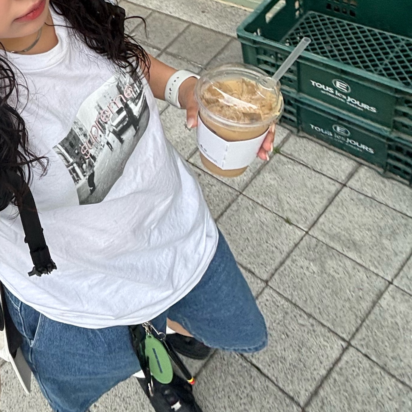 Supreme Crew 96 T-Shirt White - 24SS 착용 스타일