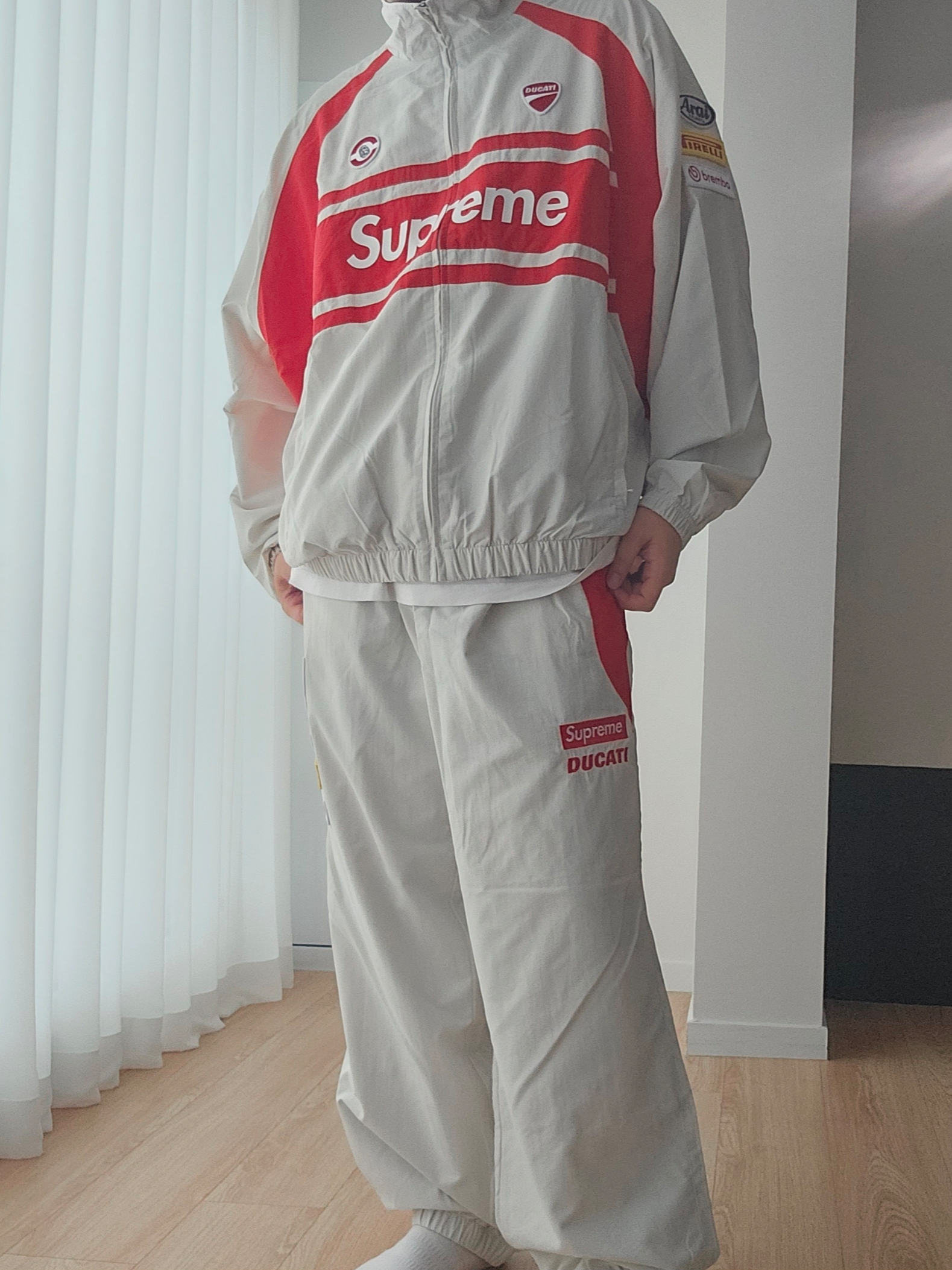 Supreme x Ducati Track Jacket Light Grey Supreme / Ducati