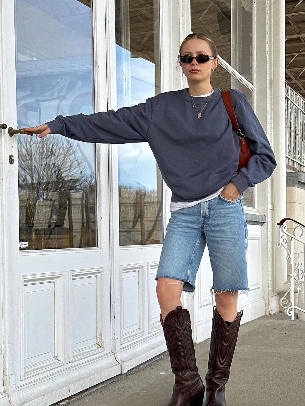 Porta Women Leather Stitch Western Long Boots Black, Porta Women Suede Stitch Western Long Boots Brown 착용 스타일 - 4
