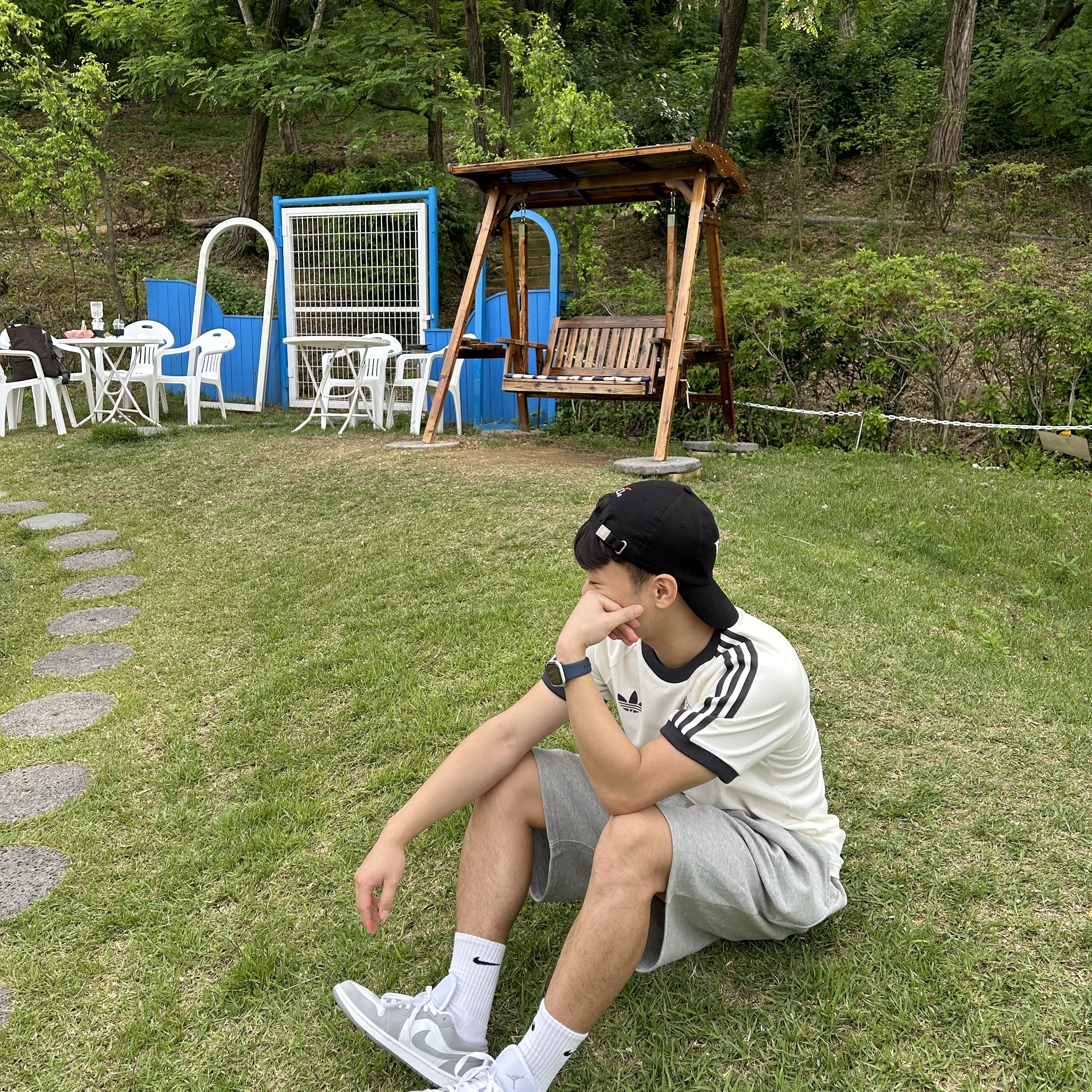 Adidas German Adicolor Classic 3-Stripes T-Shirt Off White - KR Sizing 착용 스타일 - 1