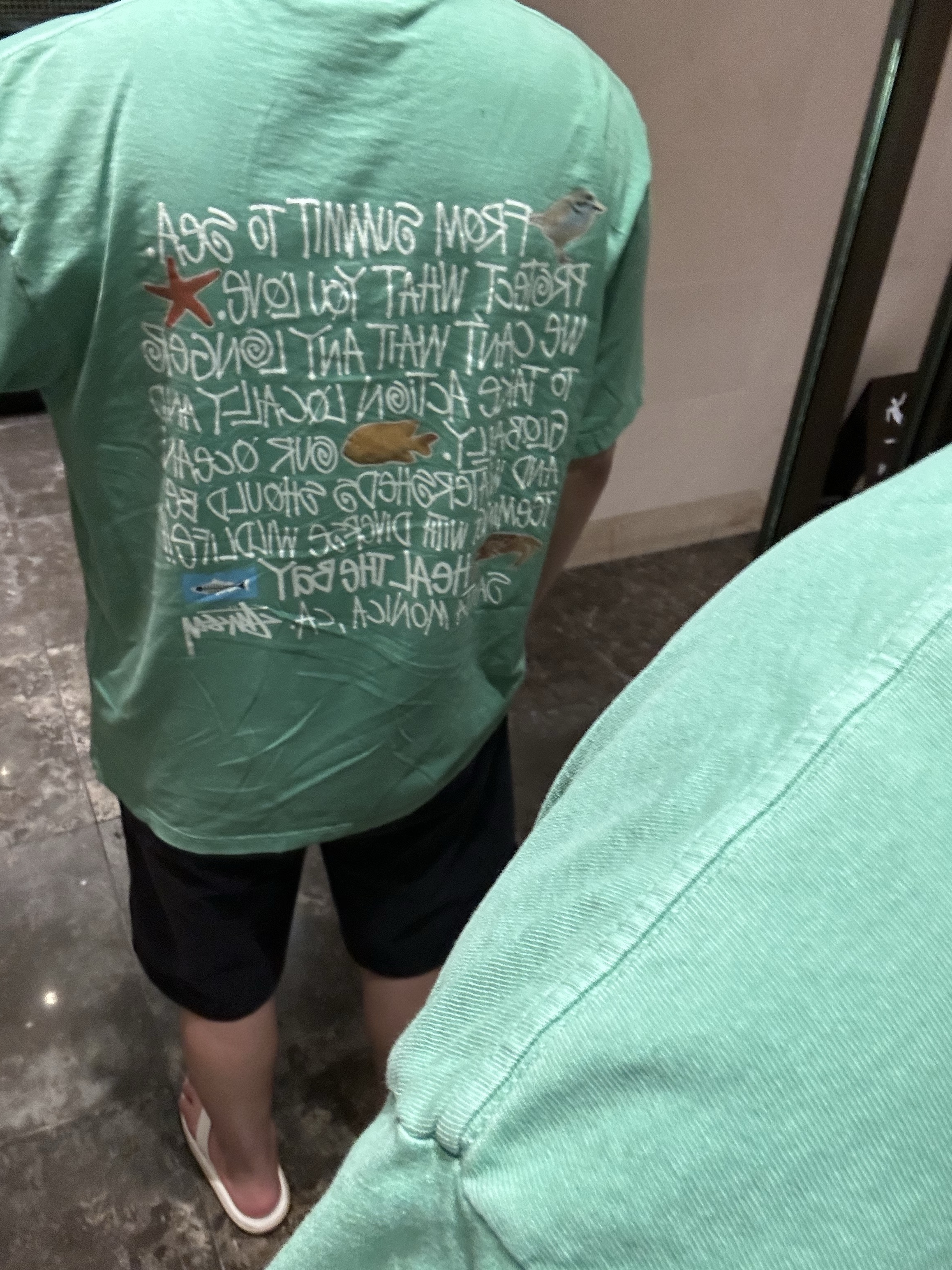 Stussy x Heal The Bay Summit To Sea Pigment Dyed T-Shirt Seafoam, Island Slipper Classic White 착용 스타일