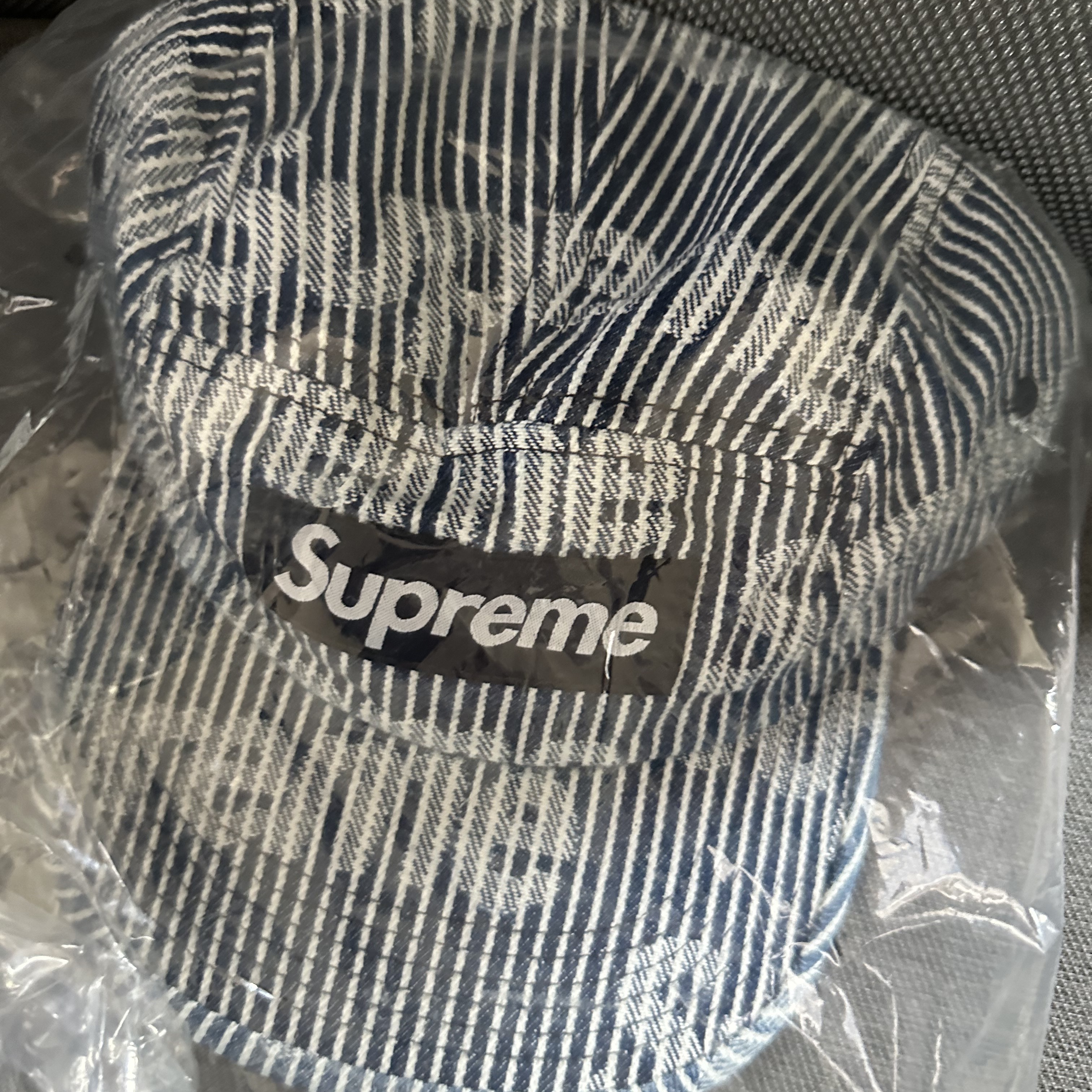 Supreme Denim Camp Cap Stripe - 24SS 착용 스타일