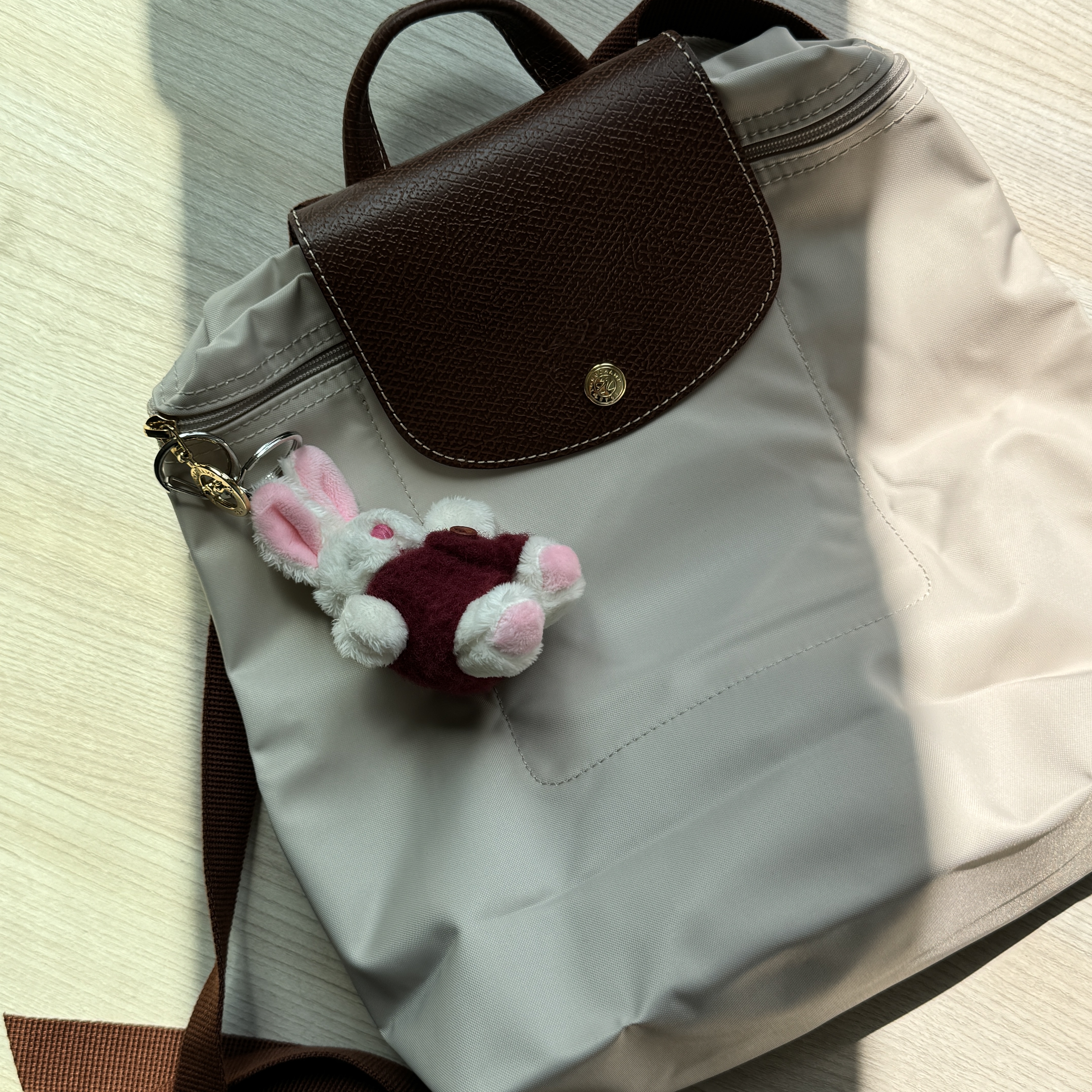 Longchamp Le Pliage Original M Backpack Paper 착용 스타일