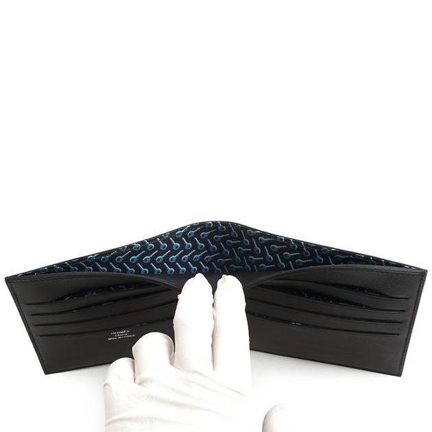 Hermes Citizen Twill Compact Card Holder Evergrain & Silk Clochette Noir Caban 착용 스타일 - 2