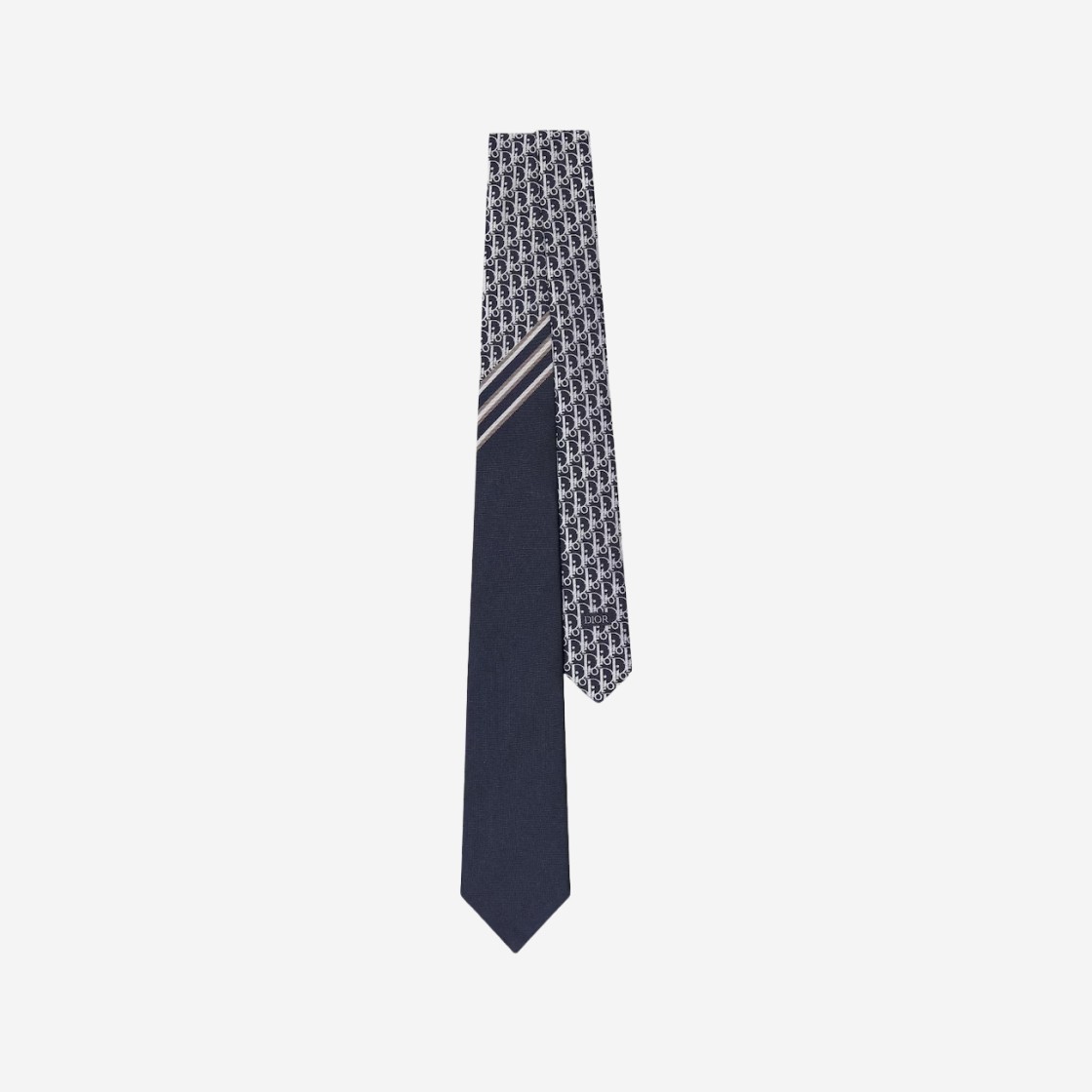 Dior Oblique Stripe Tie Navy Blue White Grey Silk 상세 이미지 1