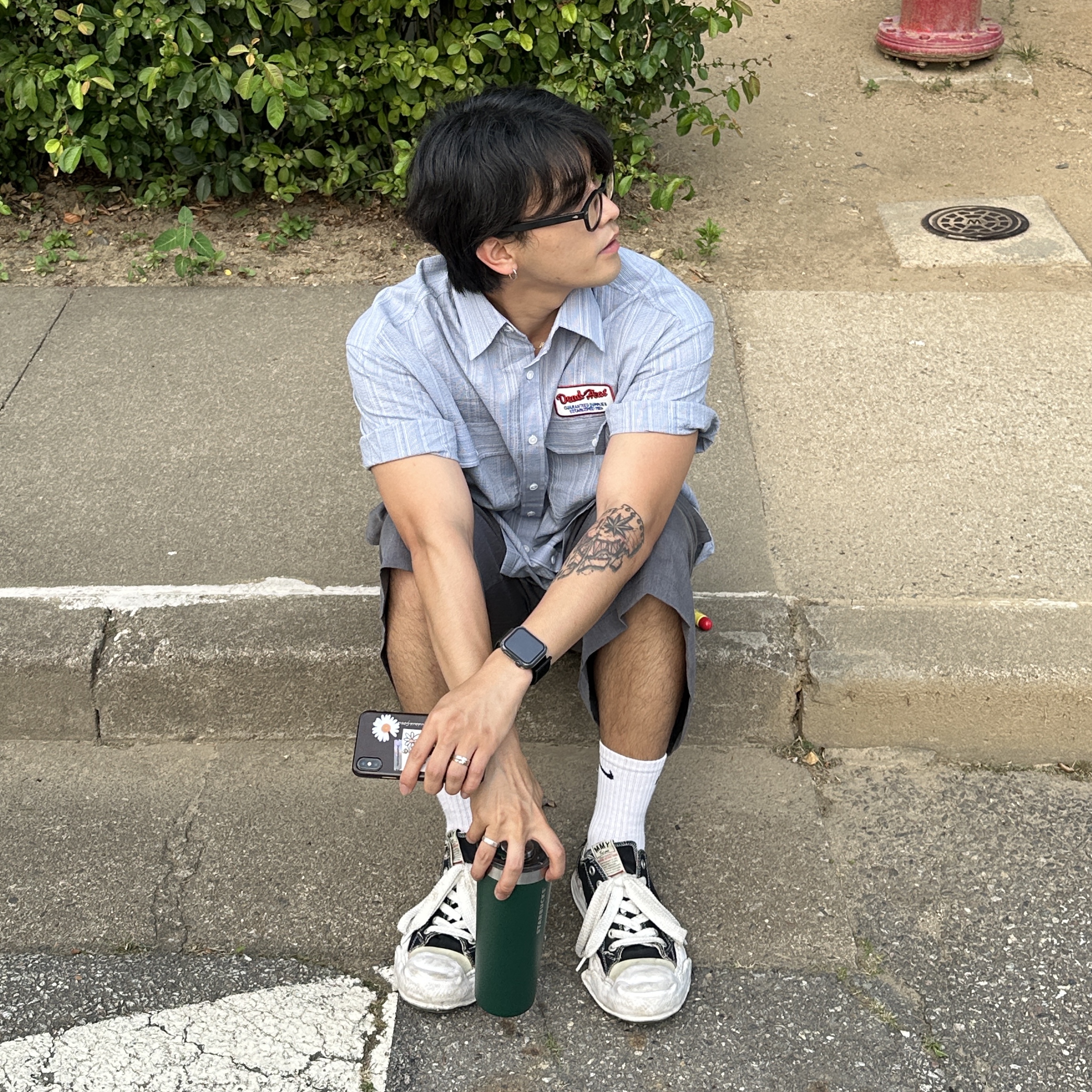 Maison Mihara Yasuhiro Hank OG Sole Canvas Low-top Sneakers Black, Maison Margiela Glam Slam Classique Medium Bag Black 착용 스타일 - 2
