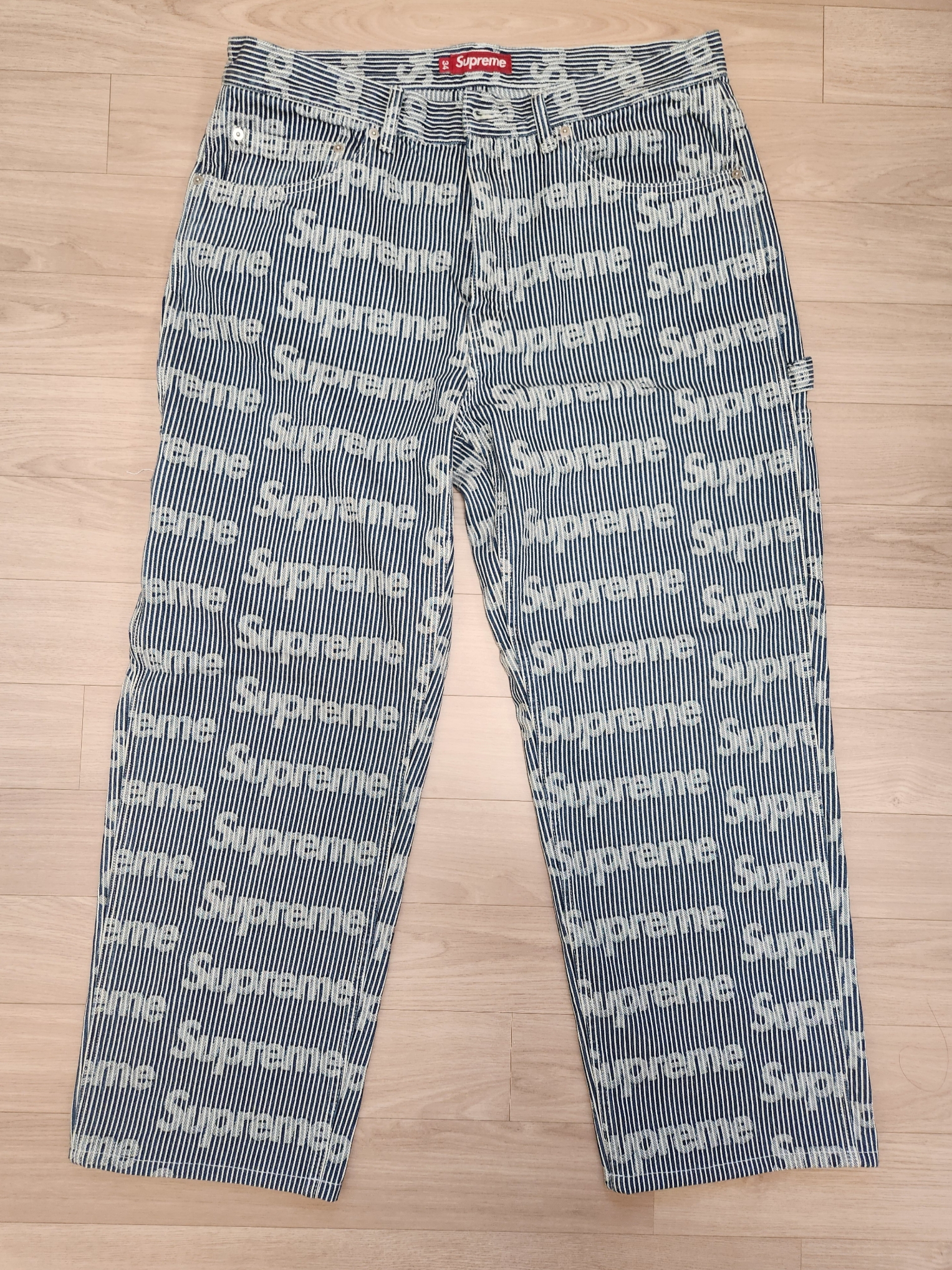 Supreme Denim Camp Cap Stripe - 24SS, Supreme Denim Chore Trucker Jacket Stripe - 24SS 착용 스타일 - 3