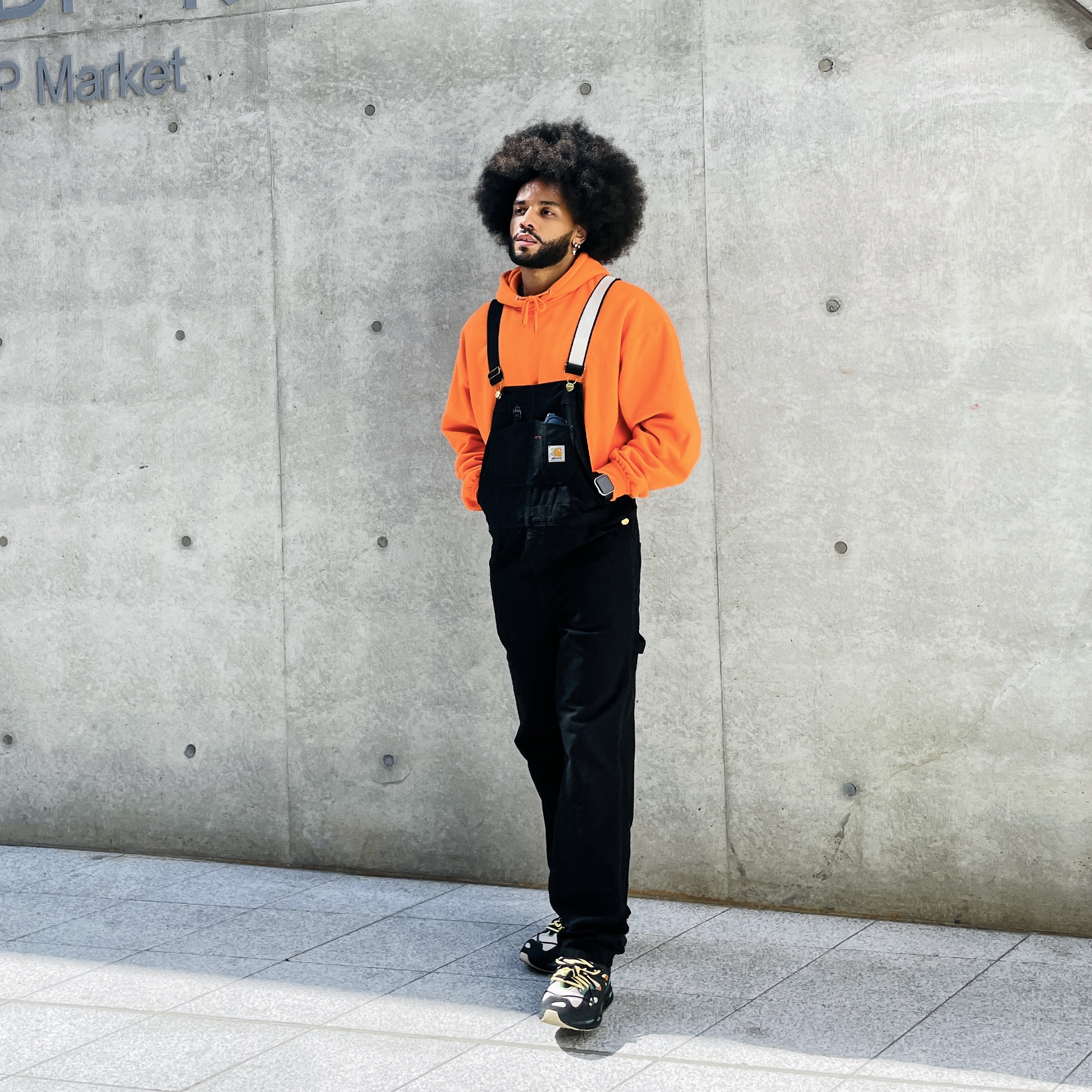 Carhartt WIP Dearborn Canvas Bib Overall Black 착용 스타일