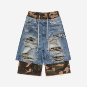 Sundayoffclub Camo Layered Bermuda Jeans Oil Washed