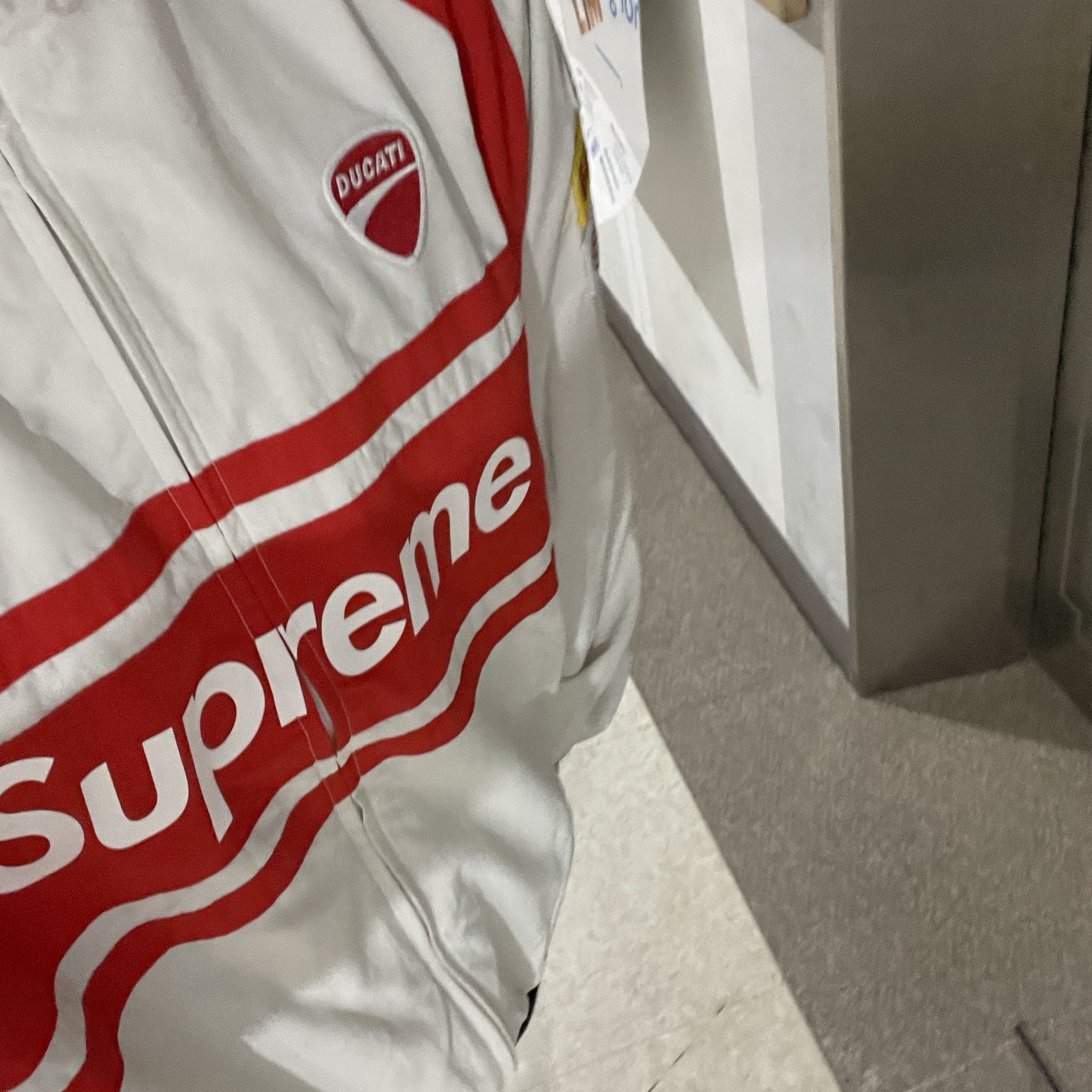 Supreme x Ducati Track Jacket Light Grey - 24SS 착용 스타일