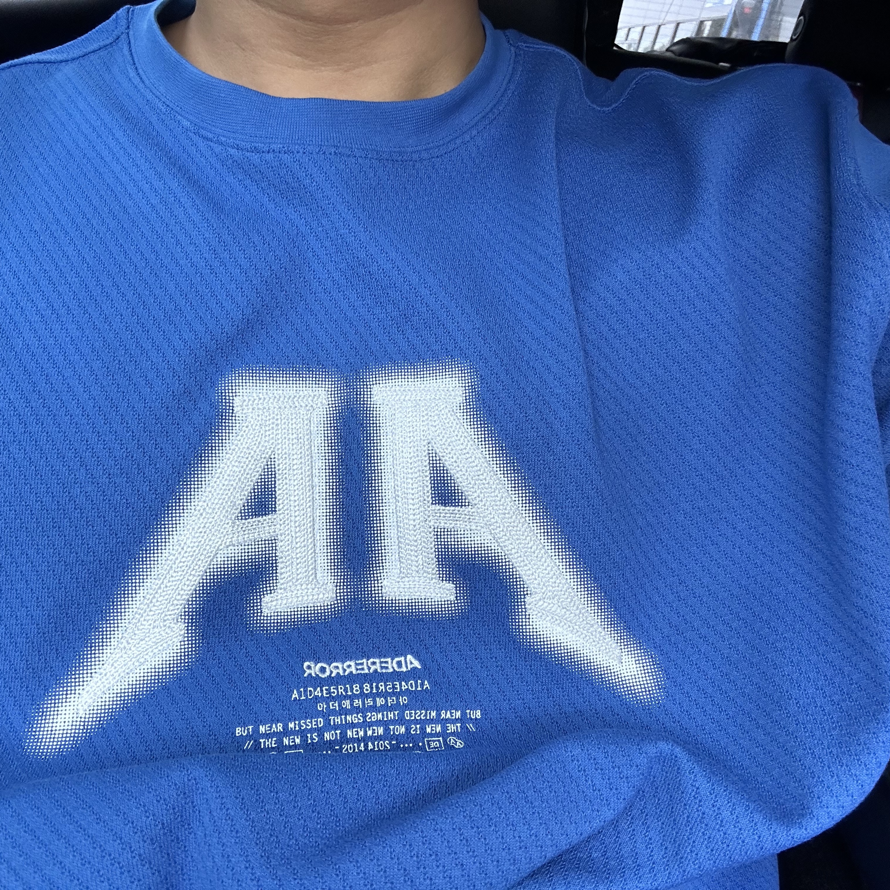 Ader Error Nolc Logo T-Shirt Z-Blue 착용 스타일