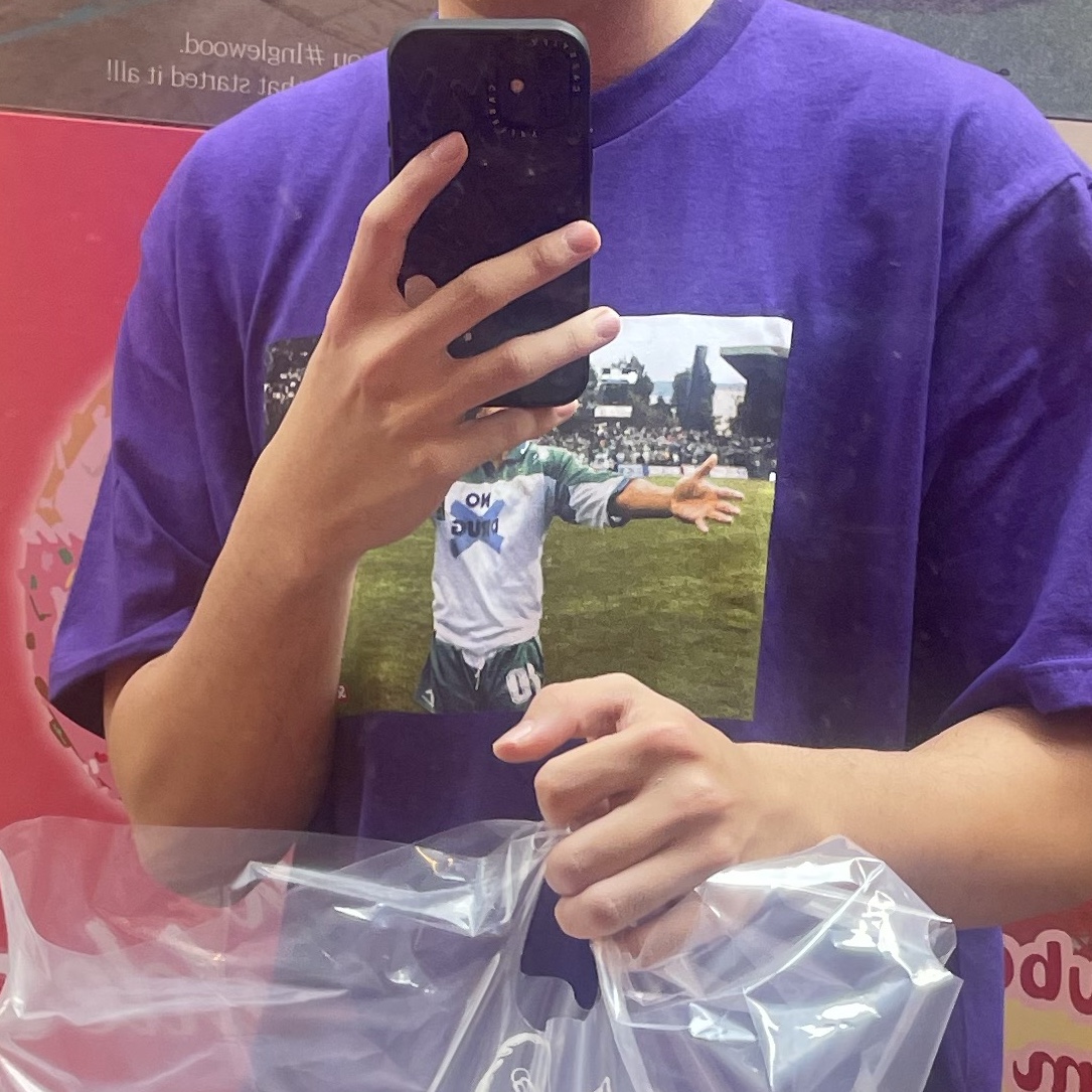 Supreme Maradona T-Shirt Purple - 24SS 착용 스타일