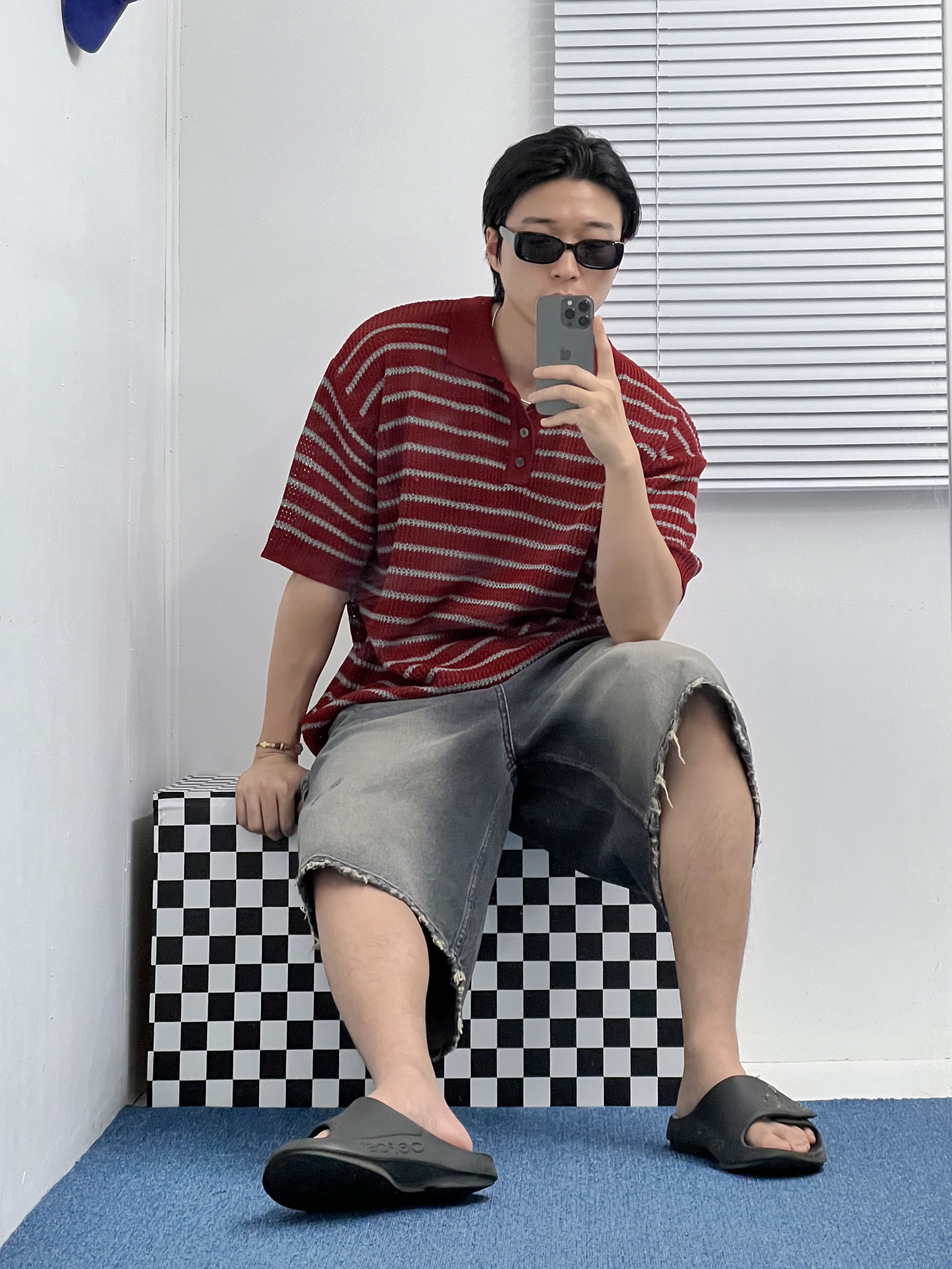 우포스 x 앤더슨벨 우아 스포츠 플렉스 블랙 착용 스타일 - 1