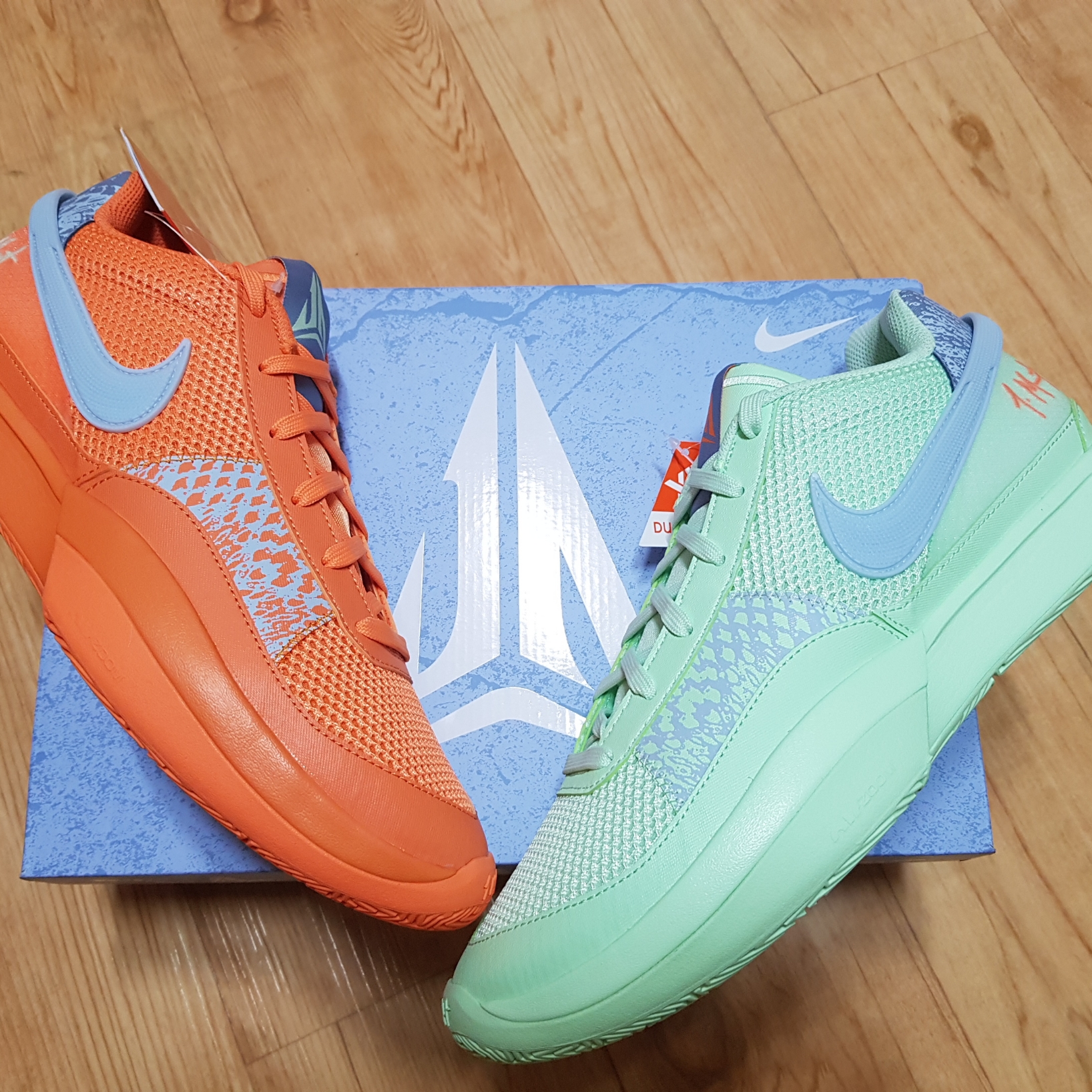 Nike Ja 1 EP Bright Mandarin Vapor Green 착용 스타일 - 2