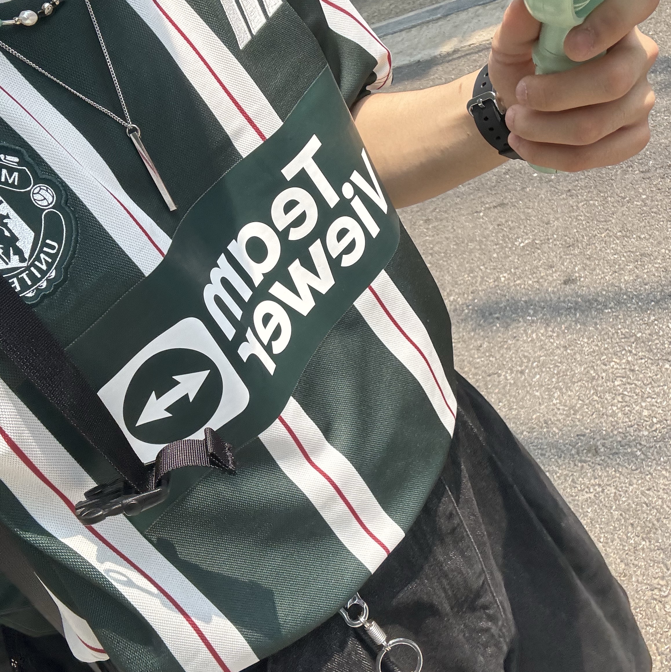 Adidas Manchester United 2023/24 Away Jersey Green Night Core White - KR Sizing (Non Marking Ver.) 착용 스타일 - 2
