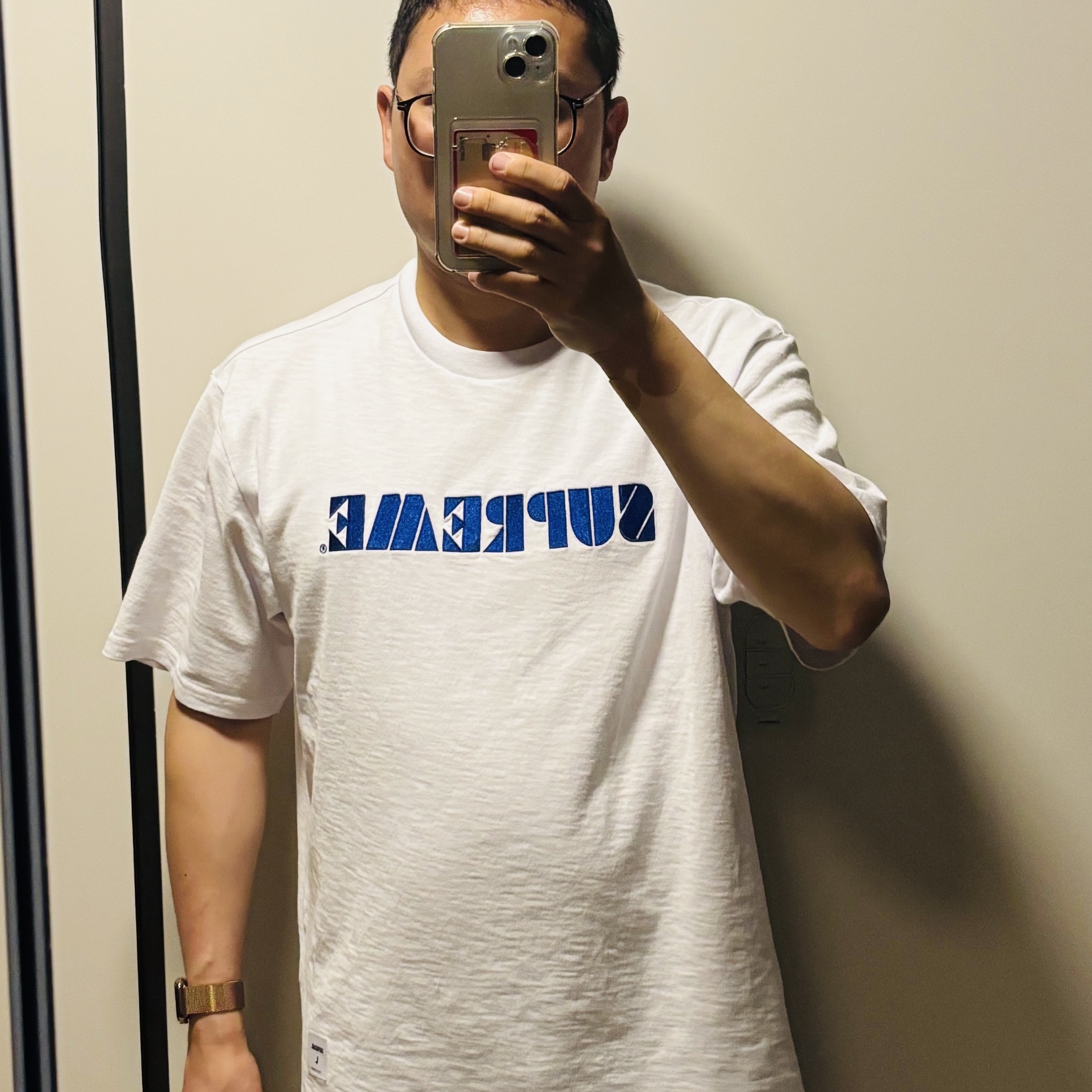 Supreme Stencil Embroidered S/S Top White - 24SS 착용 스타일
