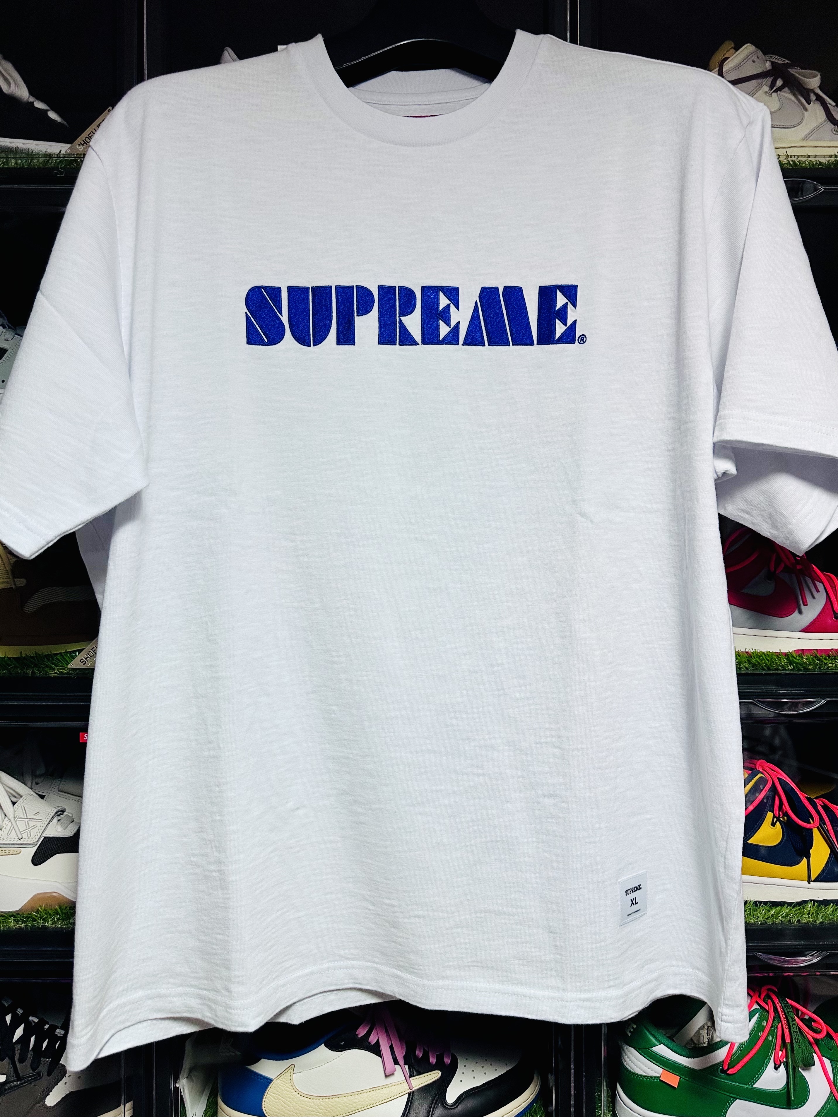 Supreme Stencil Embroidered S/S Top White - 24SS 착용 스타일