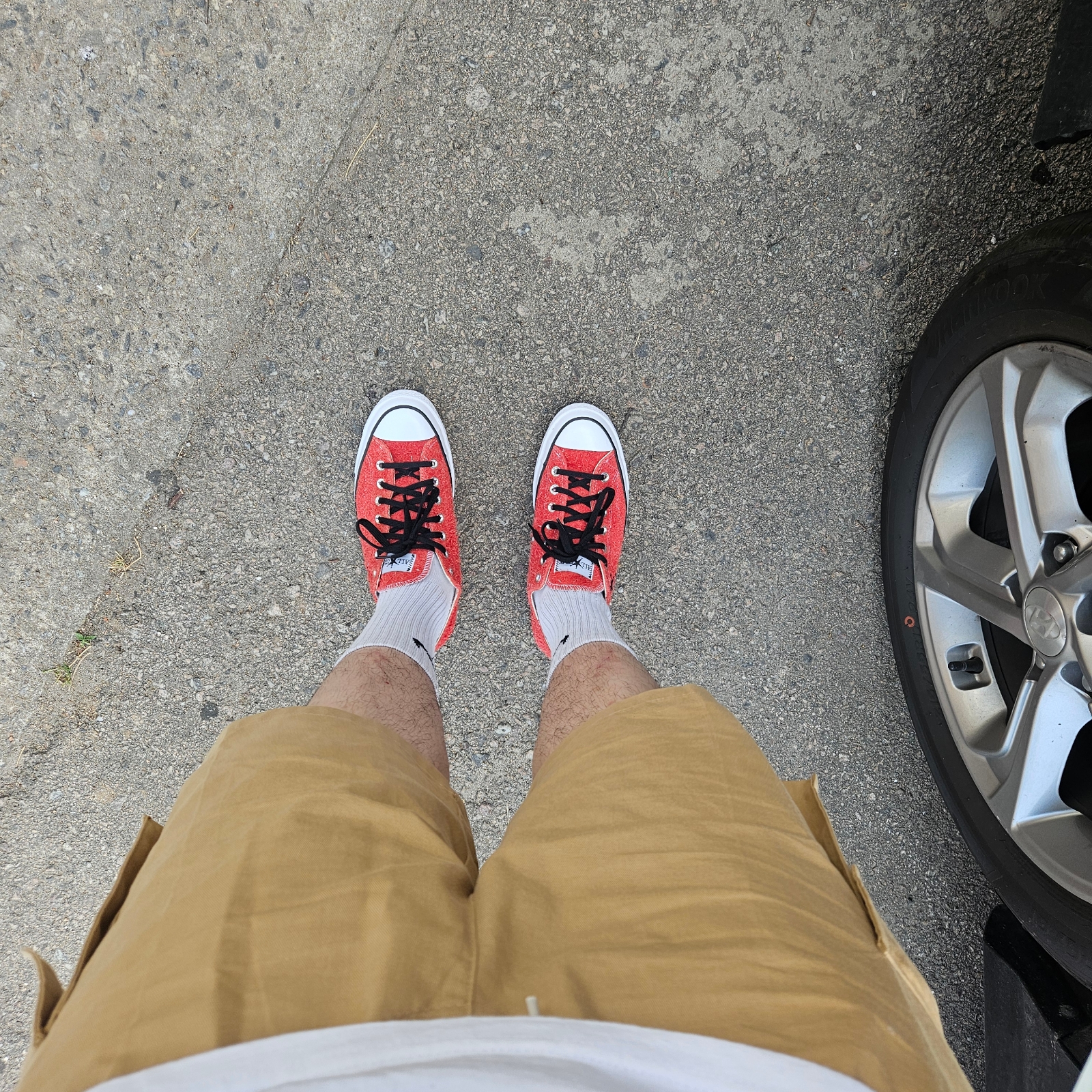 Converse x Stussy Chuck 70 Ox Poppy Red 착용 스타일 - 2