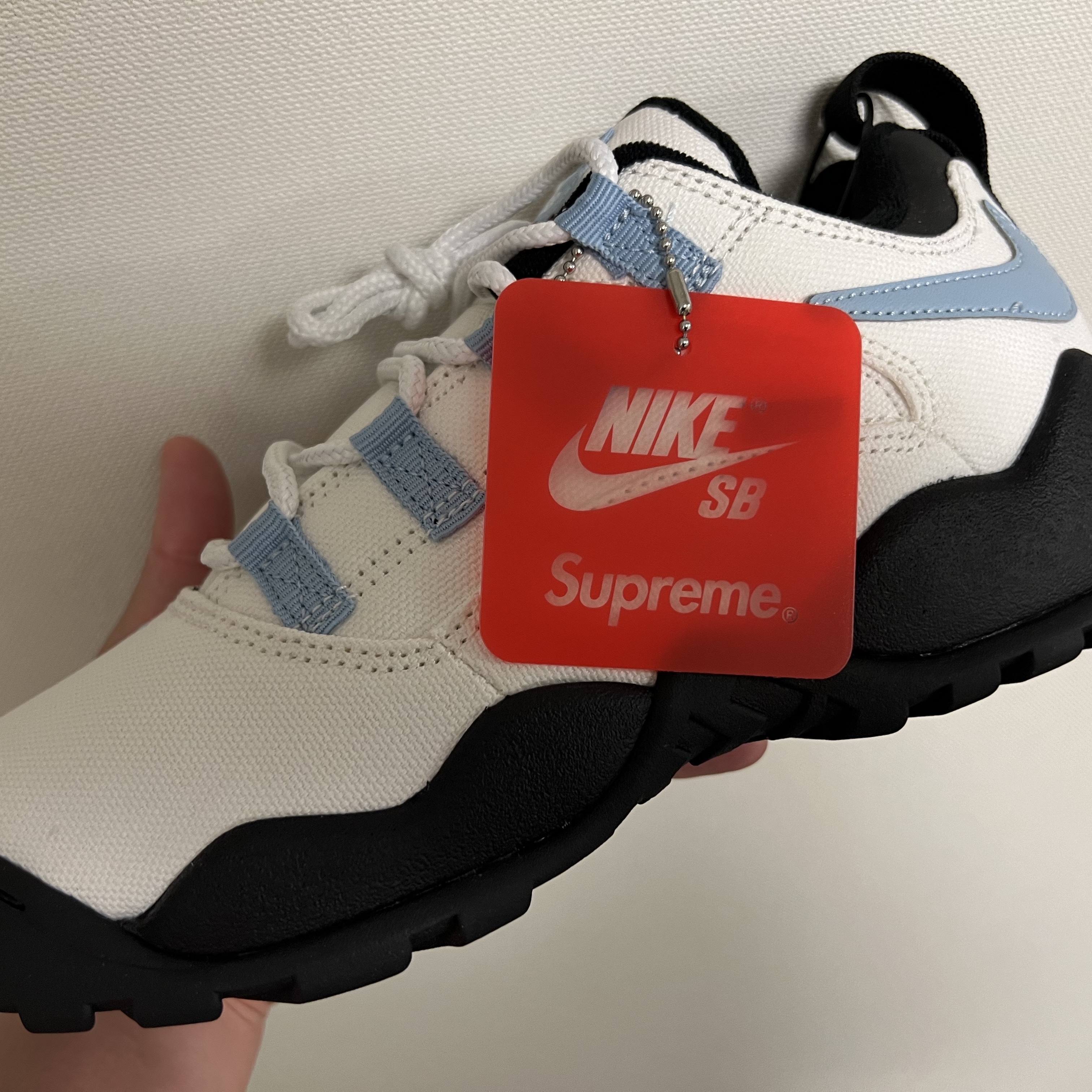 Nike x Supreme SB Darwin Low White 착용 스타일 - 1