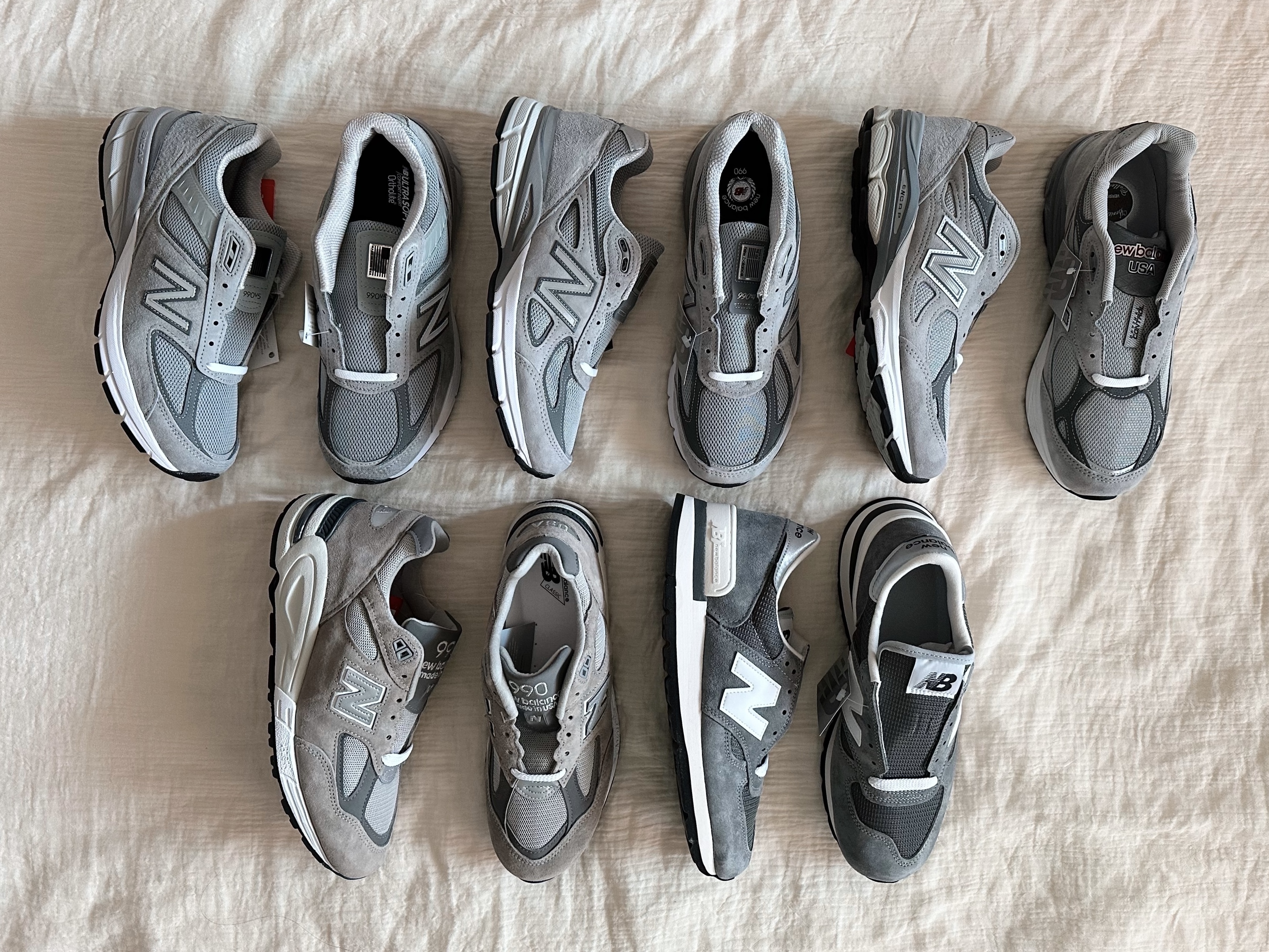 New Balance 990v1 Made in USA Grey White, New Balance 990v2 Made in USA Grey 착용 스타일 - 2