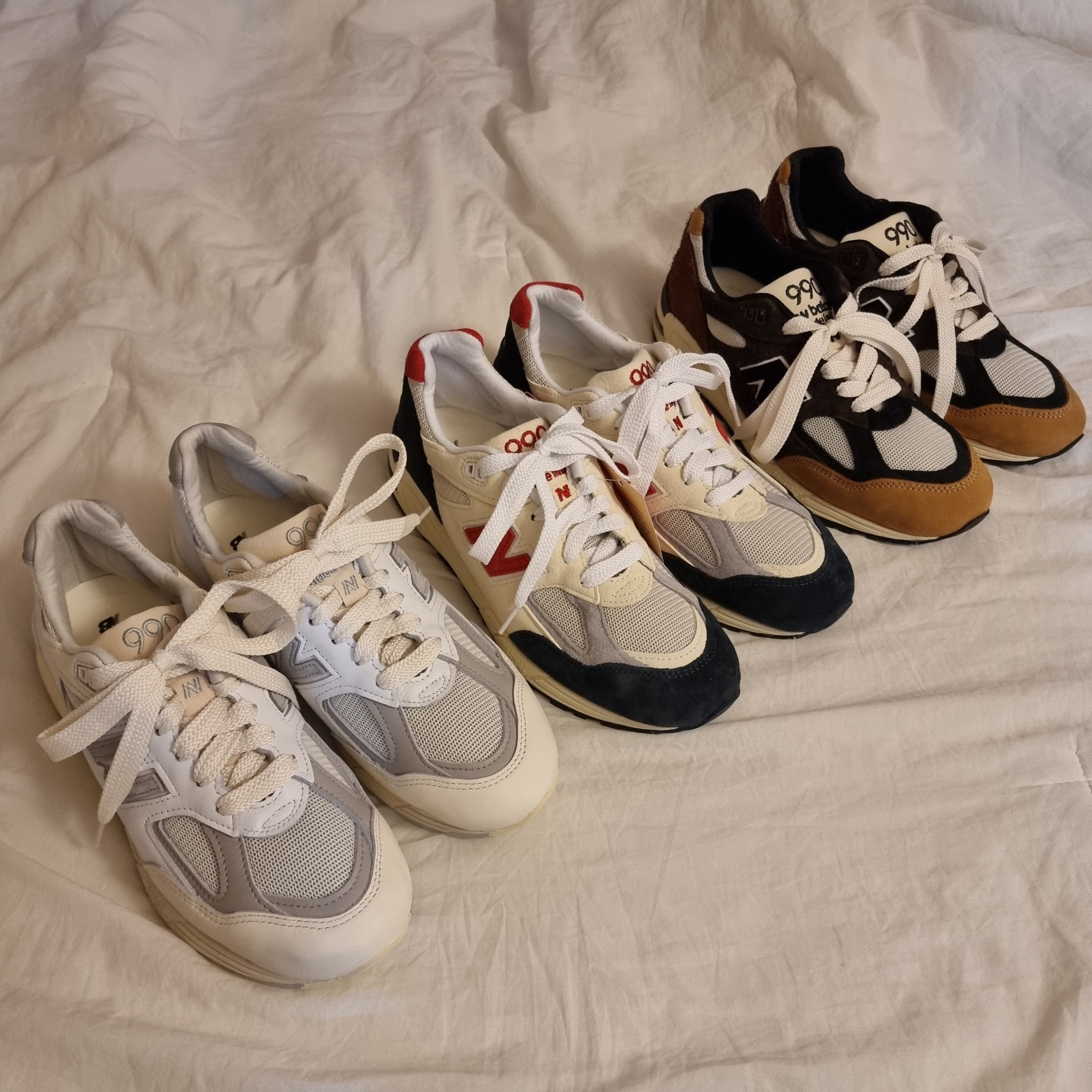 New Balance 990v2 Made in USA Sea Salt, New Balance 990v2 Made in USA Navy Sea Salt 착용 스타일