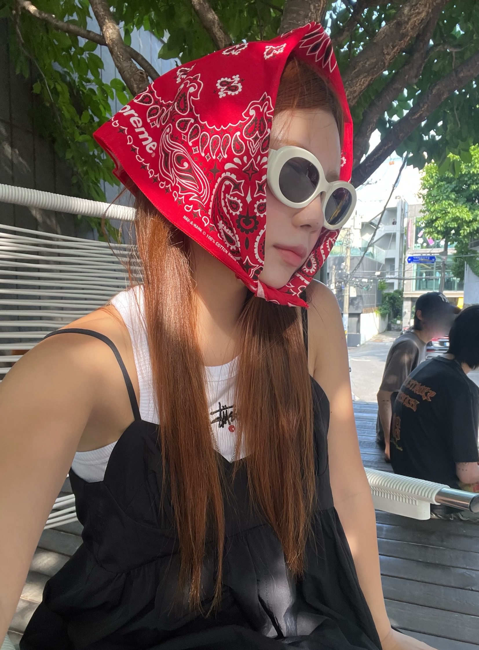 Supreme Hav-A-Hank Bandanas Multicolor (Set of 3) - 24SS, (W) Celine Triomphe 01 Sunglasses in Acetate White 착용 스타일